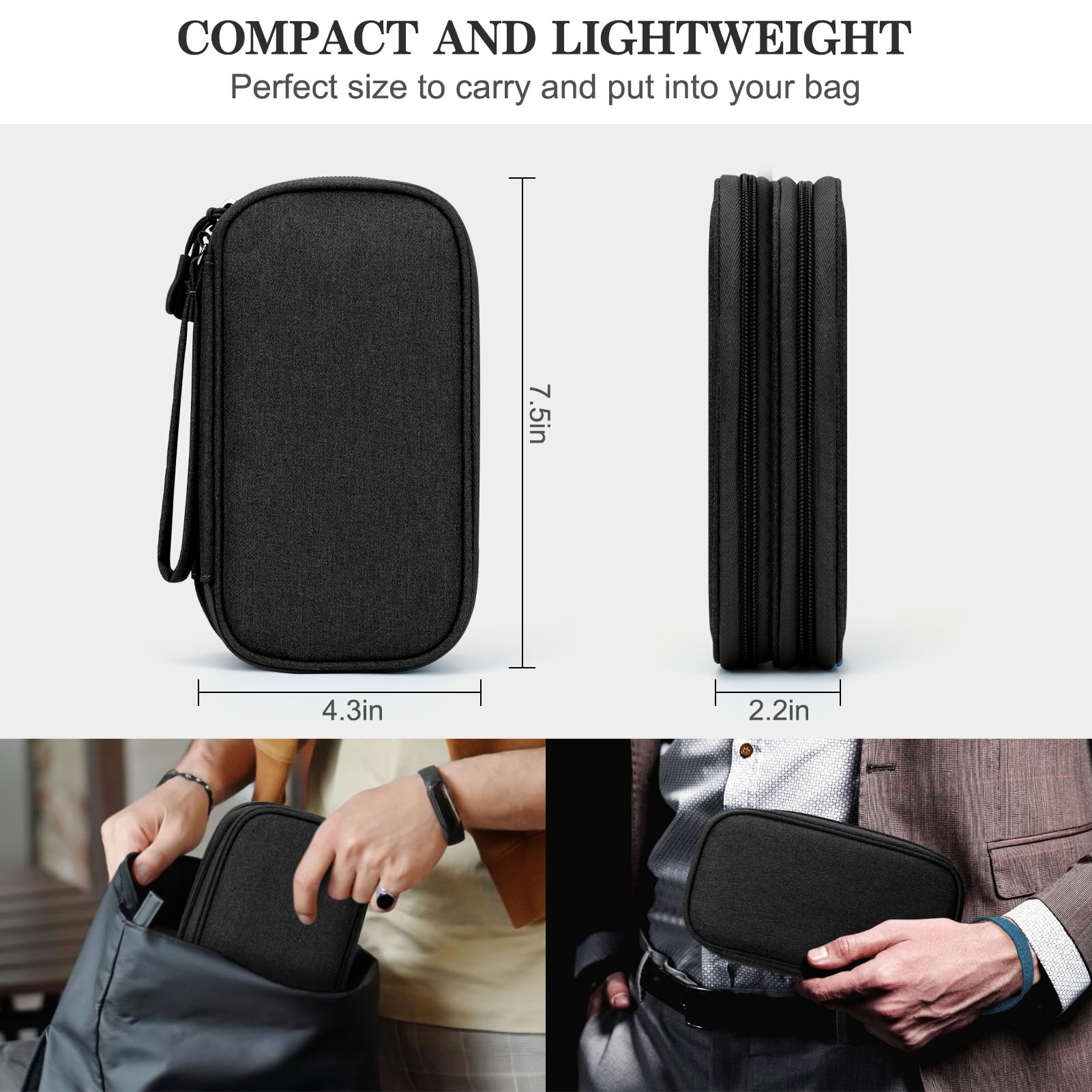 FYY Electronic Organizer, Travel Tech Pouch Bag, Cable Organizer Black - View 2