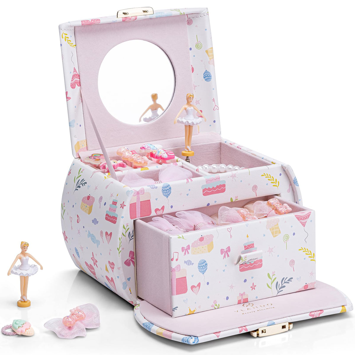 VLANDO 2 Layer Girls Musical Jewelry Box with Ballerina and - VLANDO Official Imagery - 1