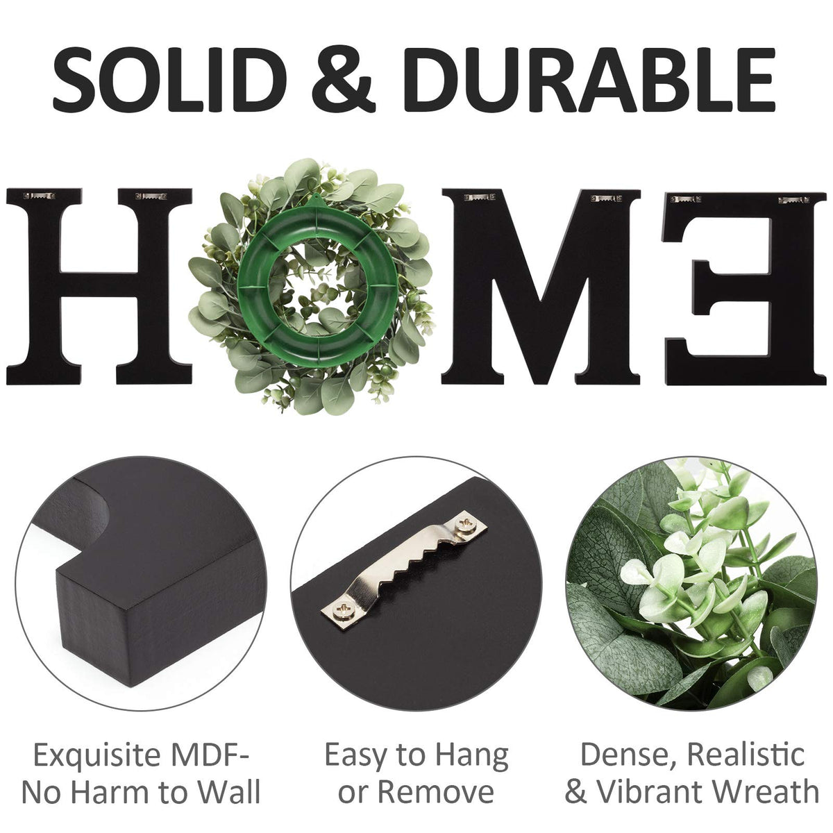 Wooden Home Letters with Wreath Artificial Eucalyptus Modern - MAYICIVO Official Imagery - 8