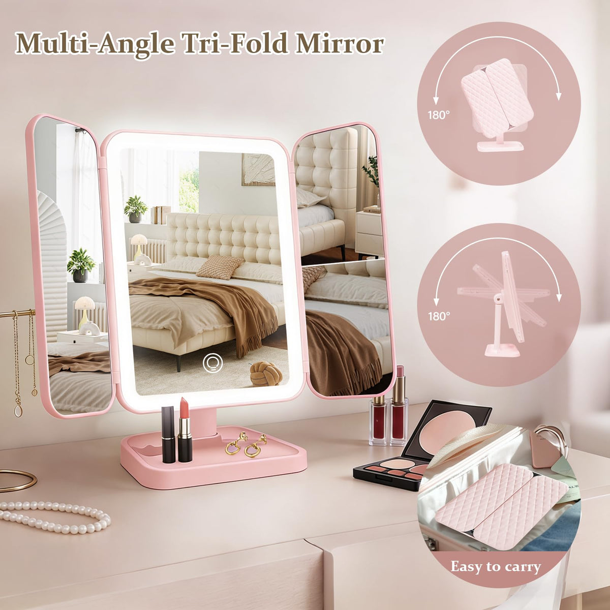 Makeup Mirror with Lights 1X 2X 3X Magnification - Jesmaikor Official Imagery - 8
