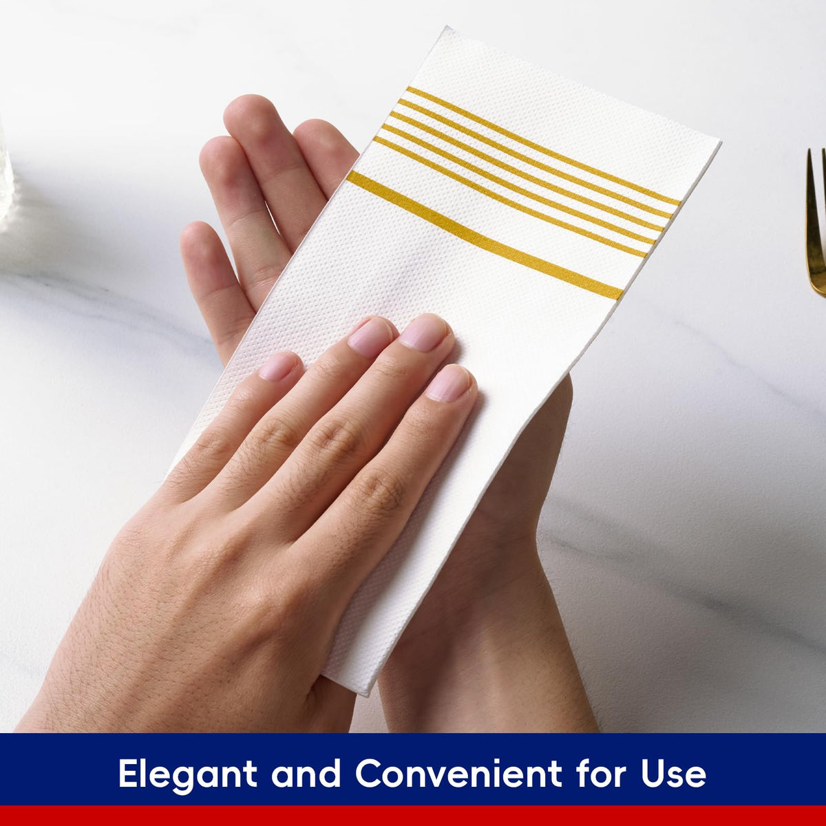 400 Paper Dinner Napkins 2 Ply Gold and White Guest Hand - JOLLY CHEF Official Imagery - 8