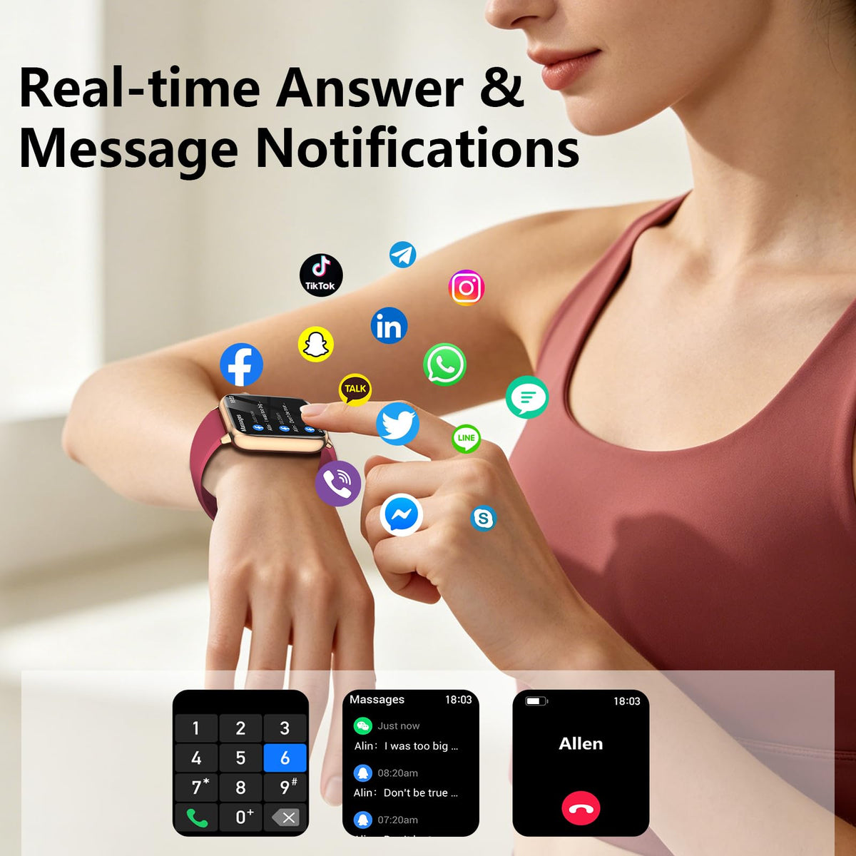 1 91 Smart Watch Fitness Tracker 3 Bands - cyanyu Official Imagery - 8