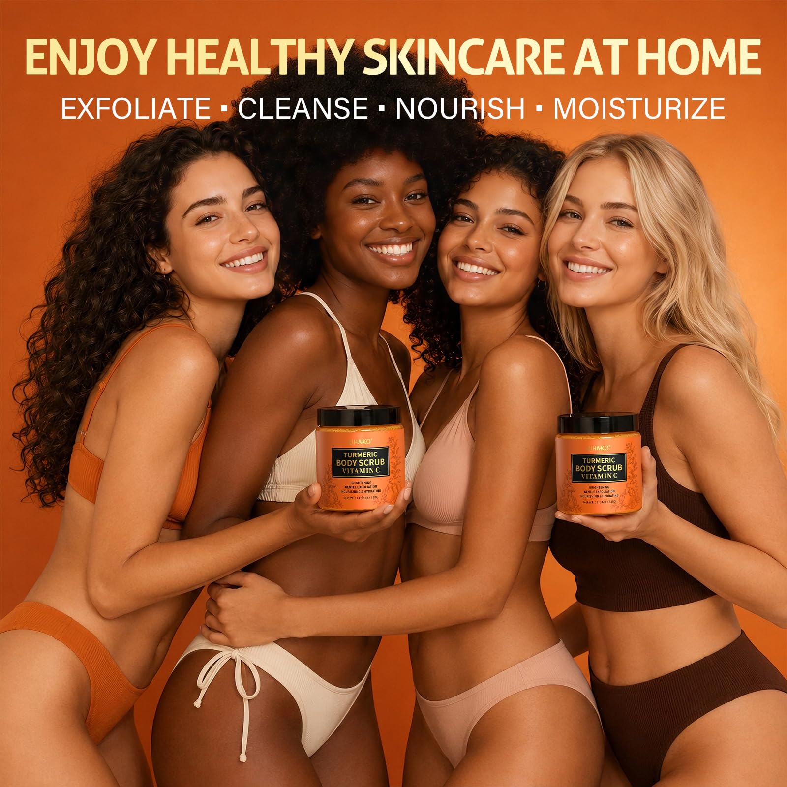 RIHAKO Turmeric Body Scrub, Exfoliating Body Scrub with Vitamin C, Deep - RIHAKO Official Product View 9