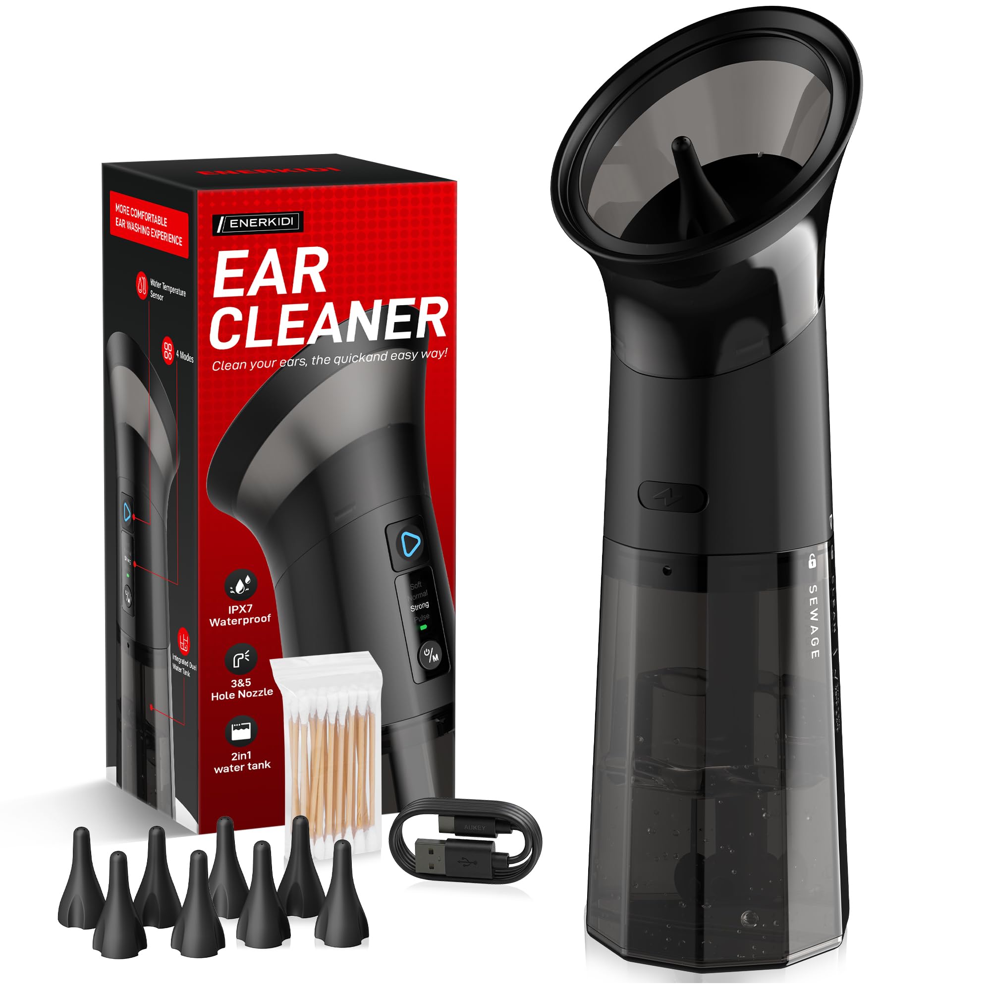 ENERKIDI Upgraded Electric Ear Wax Removal Kit - Water Temperature Sen - View 1