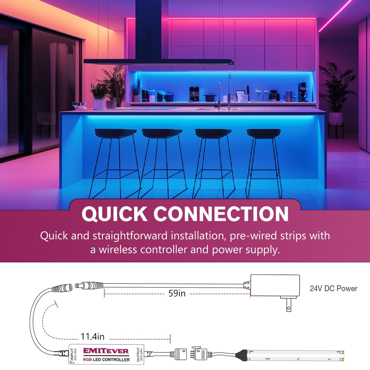 EMITEVER RGB COB Strip Light Kit 16 4ft 3150LEDs Dimmable - EMITEVER Official Imagery - 5