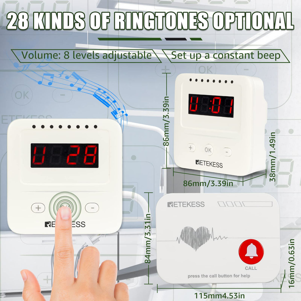 Retekess TH106 Wireless Caregiver Pager System for Home - Retekess Official Imagery - 4