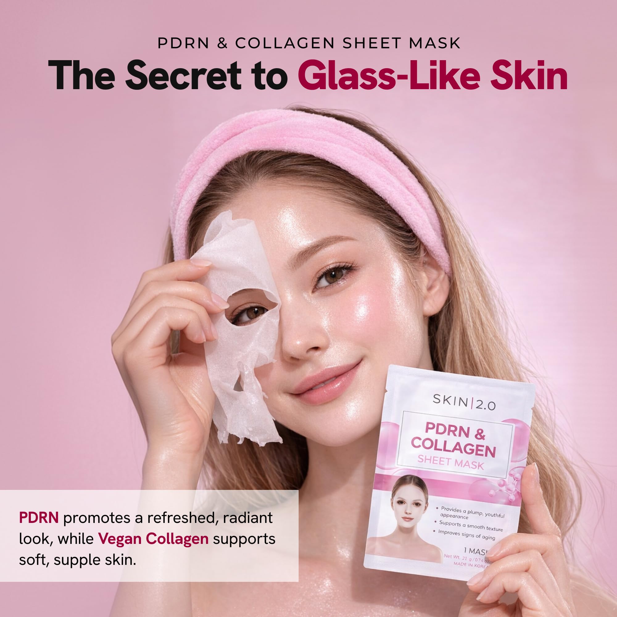 Skin 2 0 PDRN Face Mask with Collagen Dermatologist Tested - Skin 2.0 Official Product Imagery - 3