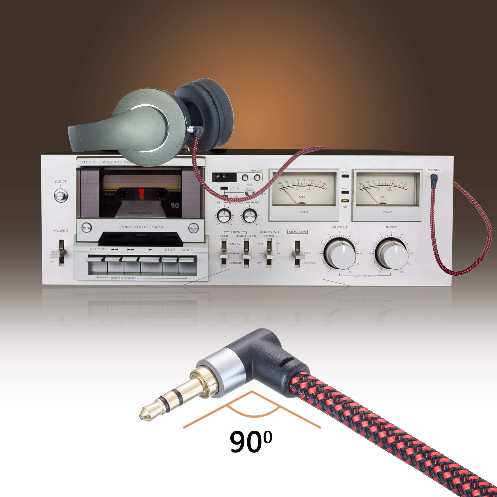 Tiierzon 3.5mm Audio Cable 3ft,3.5mm 90 Degree Right Angle Auxili by Tiierzon - Angle View 4