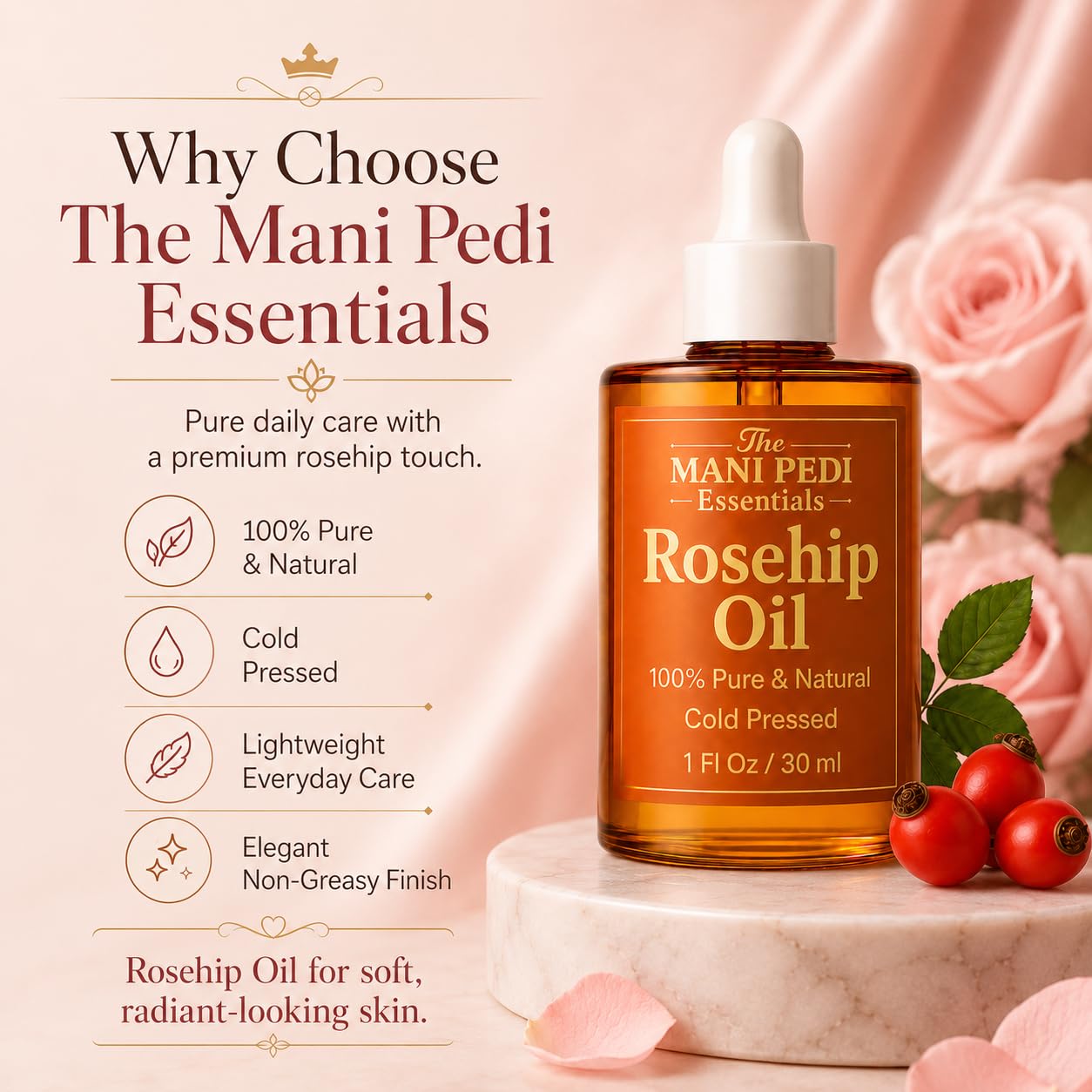 The Mani Pedi Essentials TMPE Rosehip Oil for Face. Pure, Natural, Cold - - The Mani Pedi Essentials Official Product View 10