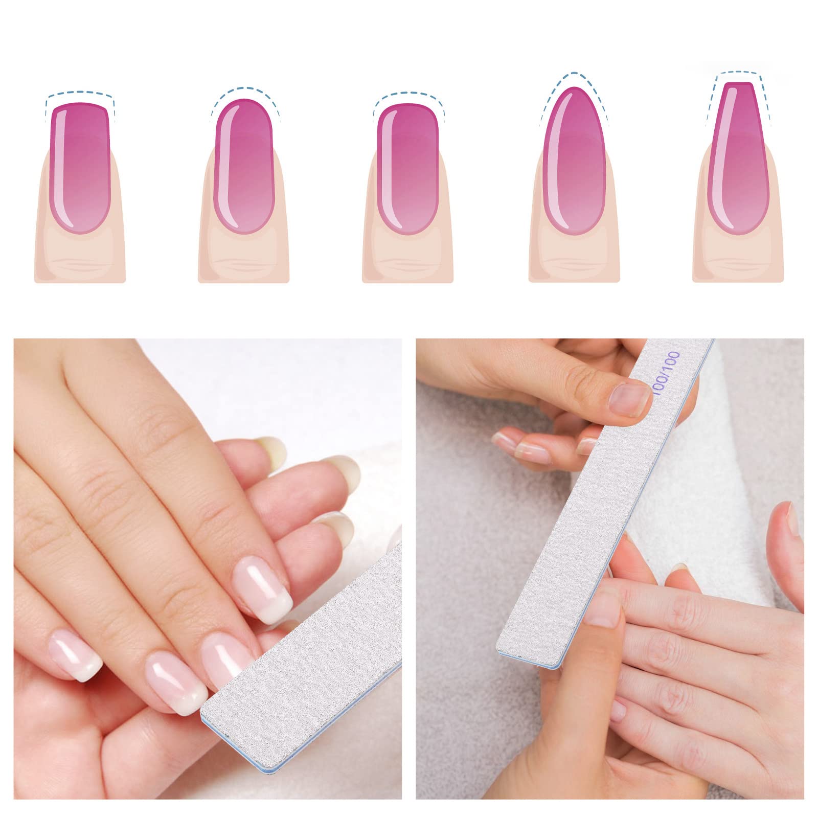 BTYMS 25 Pieces Rectangle Nail Files 100/100 Grit, Reusable Nail - BTYMS Official Product View 7