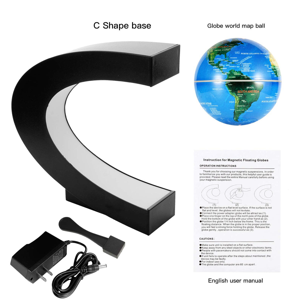 Gresus Magnetic Levitating Floating World Map Globe C Shape - Gresus Official Imagery - 7