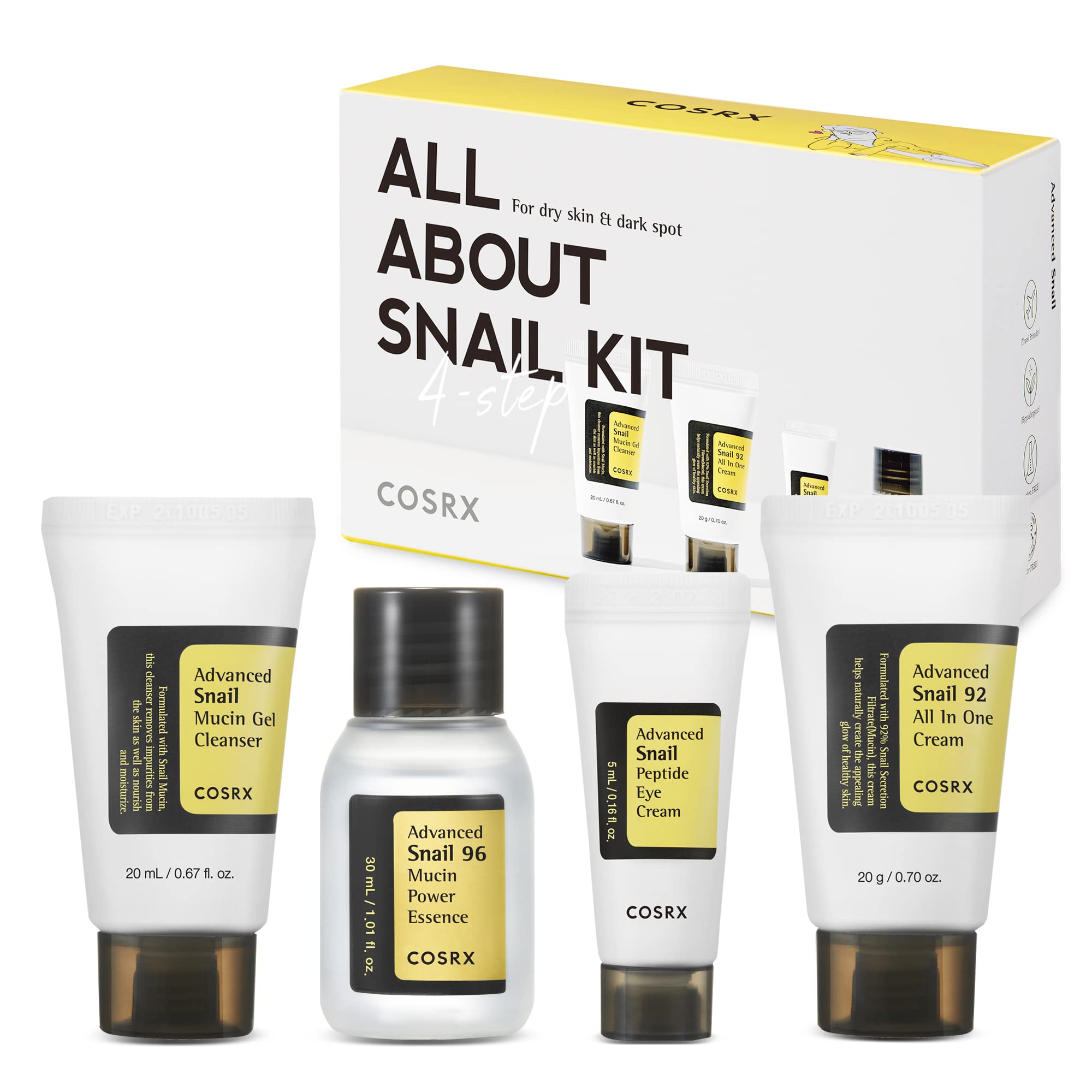 COSRX All About Snail Mucin Korean Skin Care Set, Mini Travel - Product Imagery