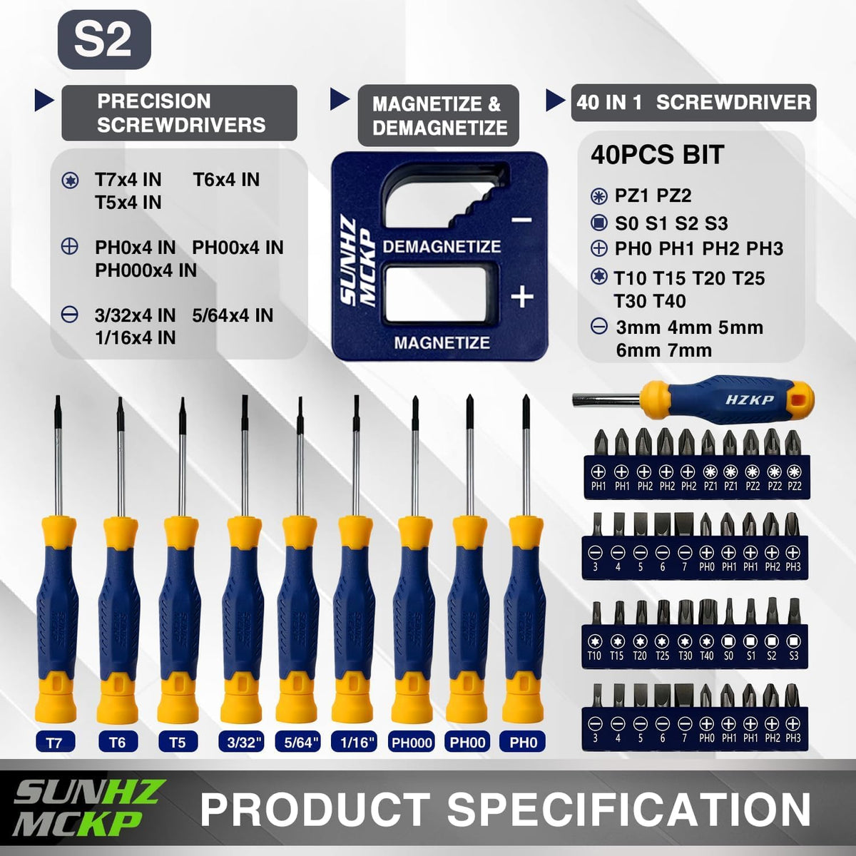 SUNHZMCKP Magnetic Screwdriver Set 66 Piece S2 Alloy Tool - SUNHZ MCKP Official Imagery - 4