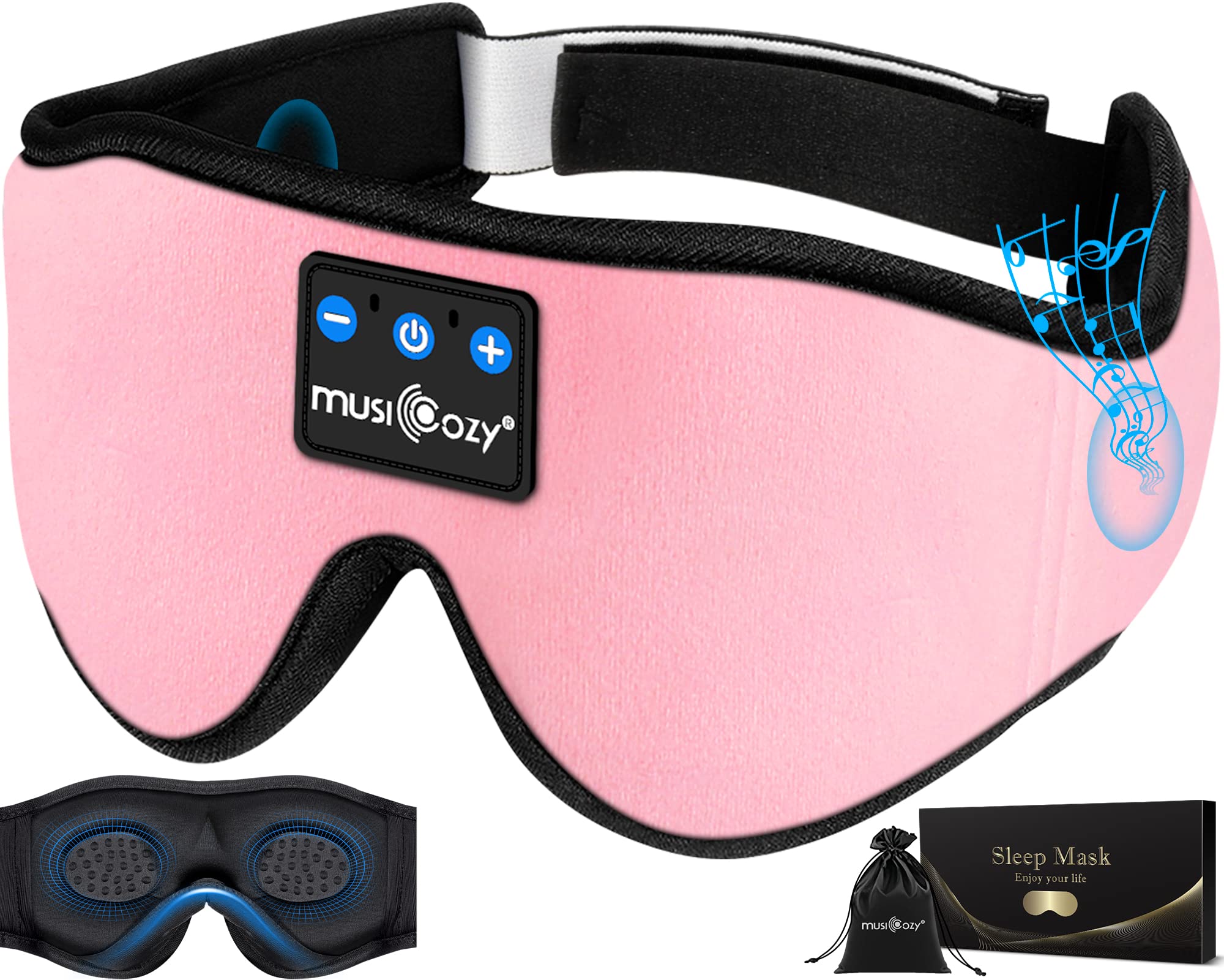 MUSICOZY Bluetooth 5.4 Sleep Headphones Sleeping Eye Mask Earbuds by MUSICOZY - Angle View 9
