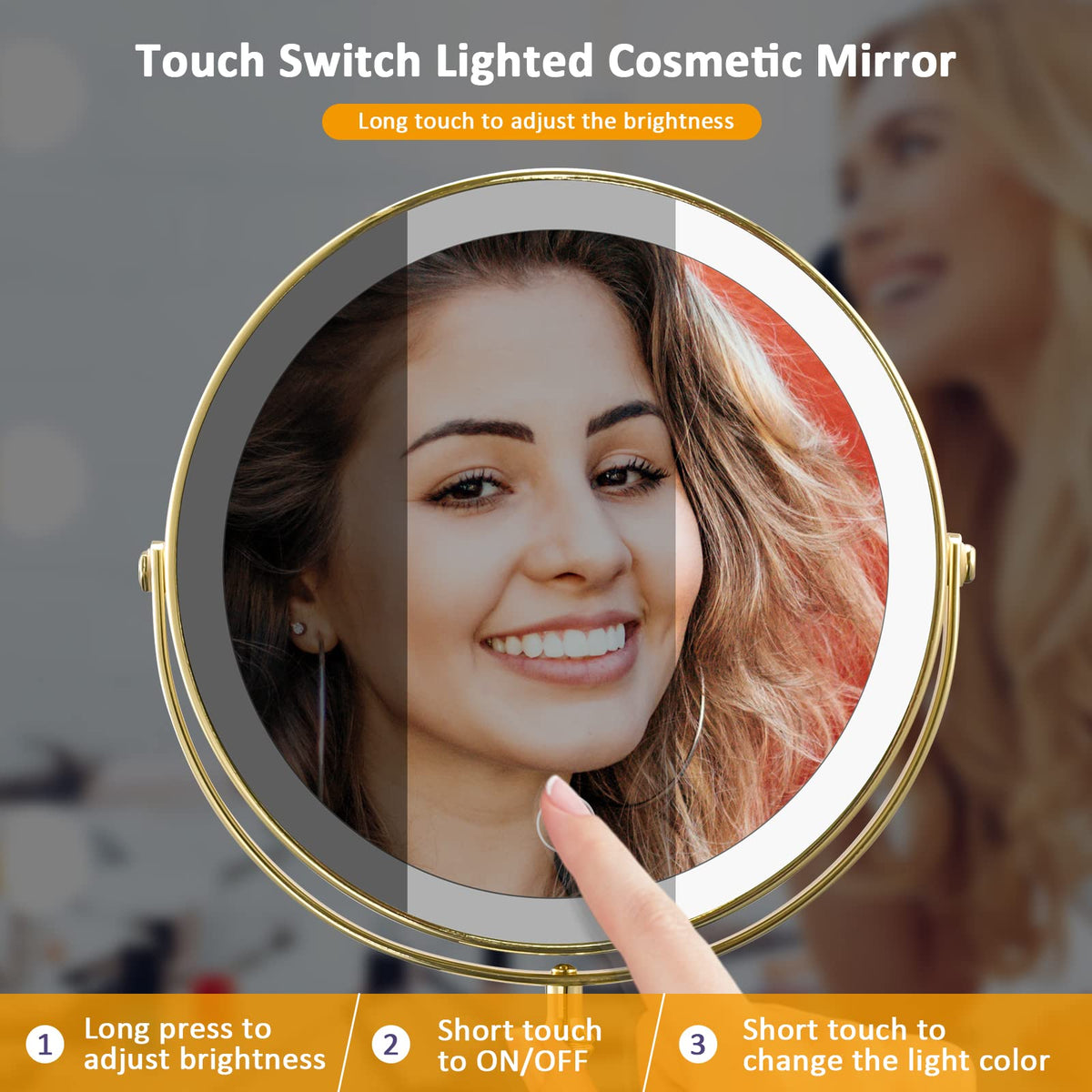 Rechargeable 8 Lighted Makeup Mirror 1X 10X Magnifying - AMZNEVO Official Imagery - 4