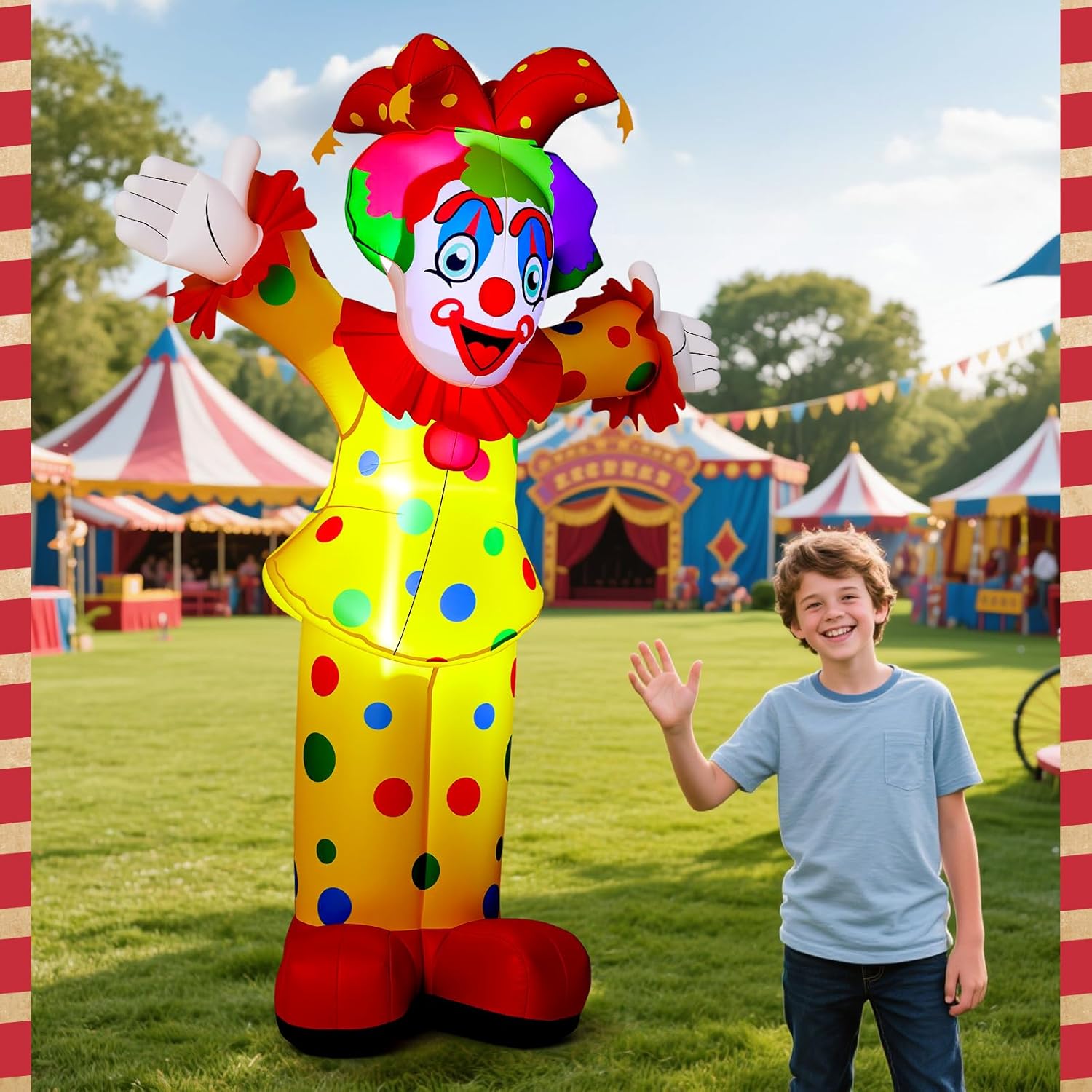 Capoda 5.9 ft Clown Inflatable Life Size Inflatable Carnival Decorations Circus Clown