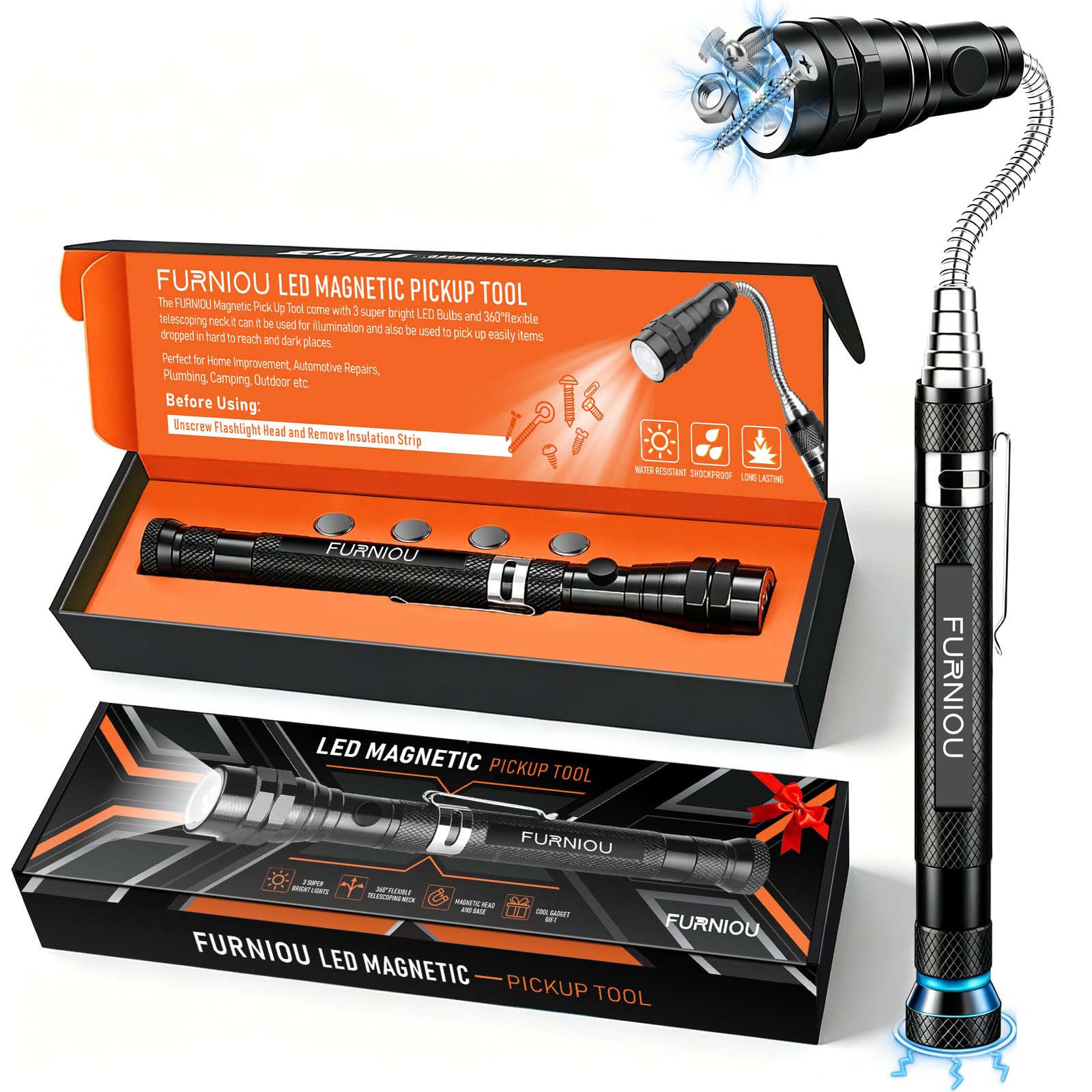 Gifts for Men, LED Magnetic Pickup Tool,Stocking Stuffers For - Product Imagery