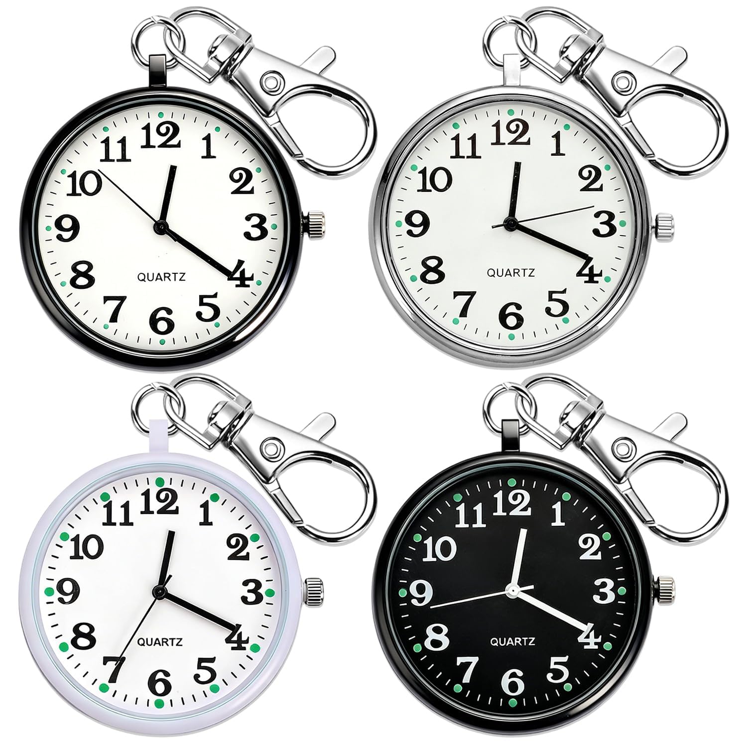 4Pcs Pocket Watch Keychain, Small Quartz Pocket Watches for - Product Imagery