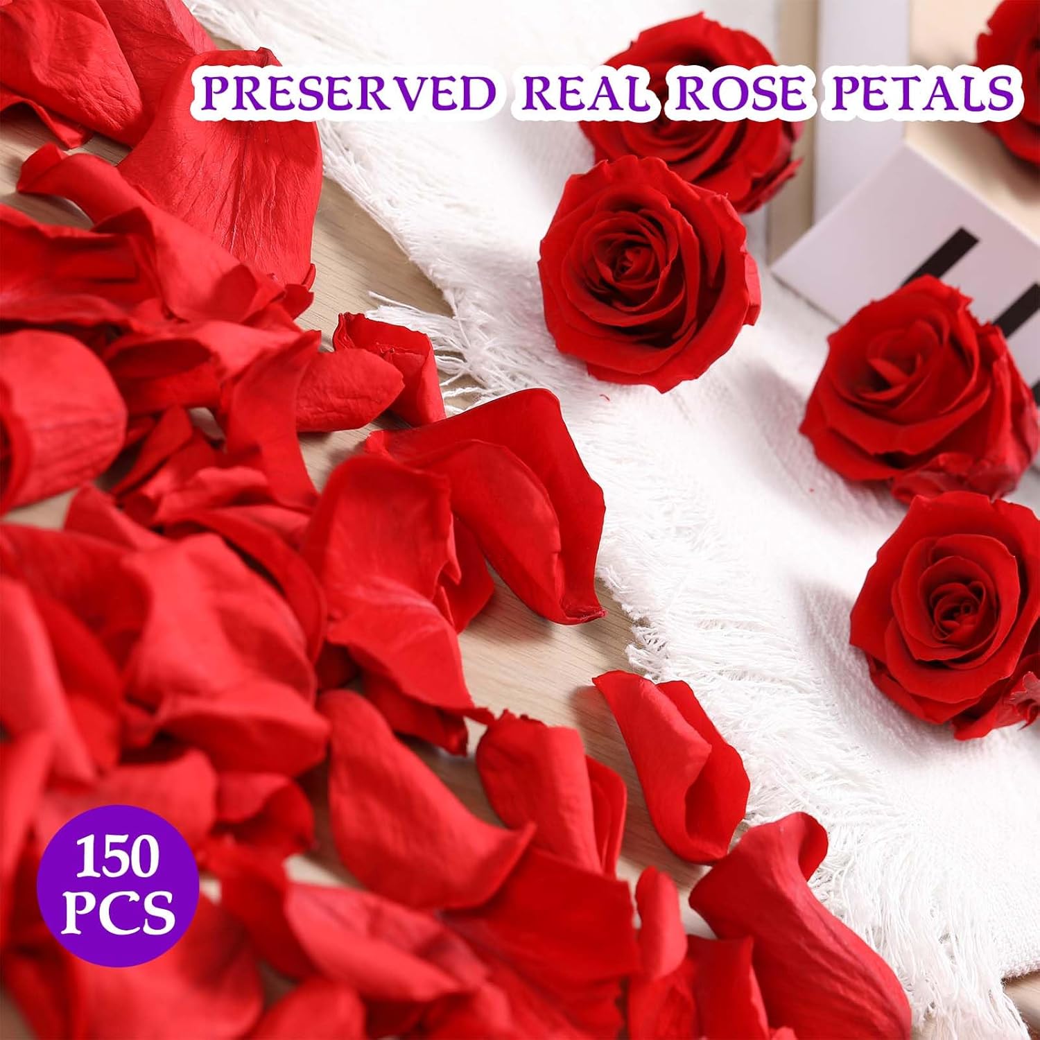 Tavkite dried real rose petals for weddings and parties, natural preserved dry flower petals in soft pink and red shades.