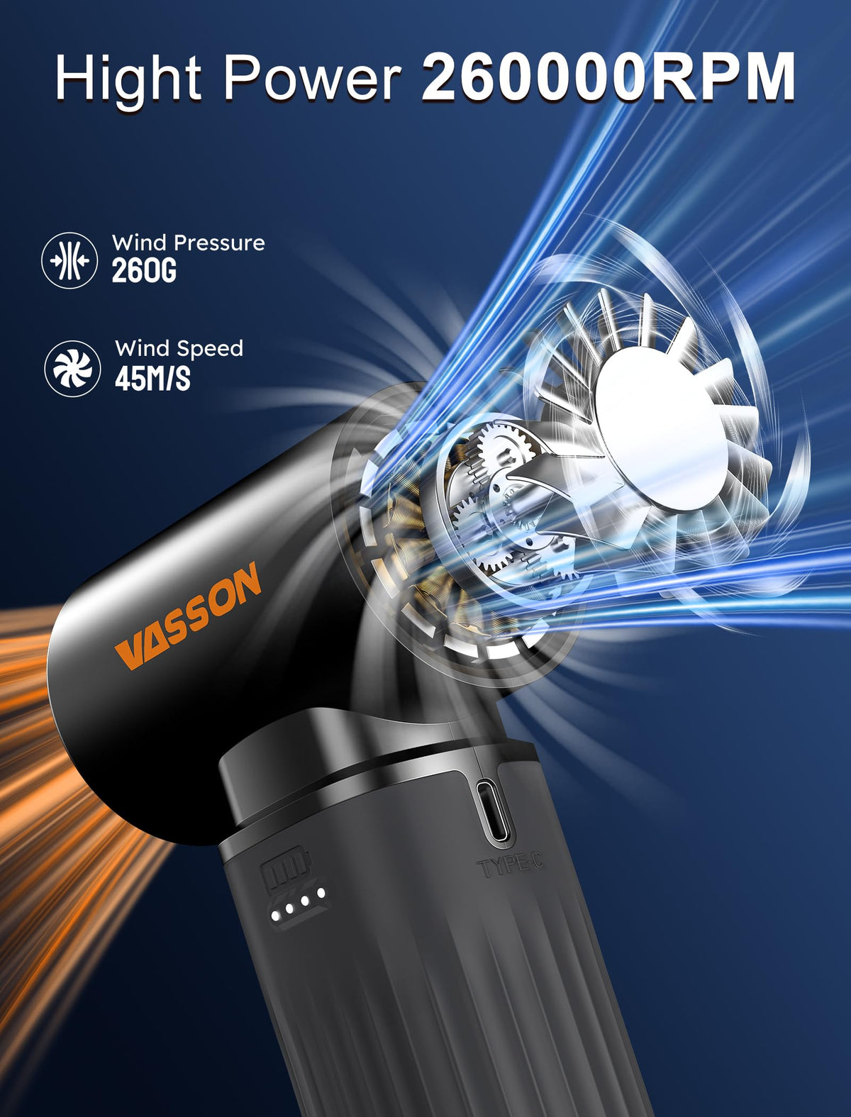 VASSON Compressed Air Duster 260000RPM Cordless Ultra 3 - VASSON Official Imagery - 4
