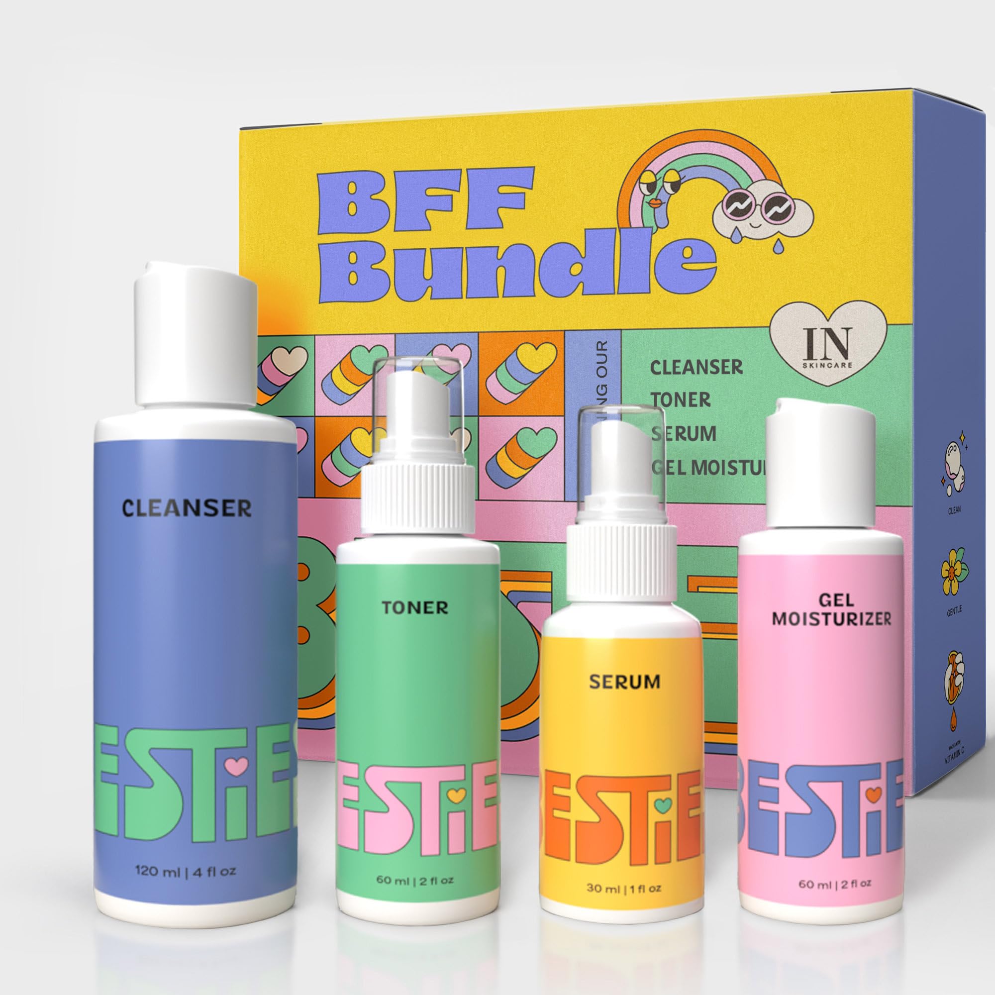 InstaNatural BESTIES BFF Four Step Kit: Skincare Set for Teens - Product Imagery