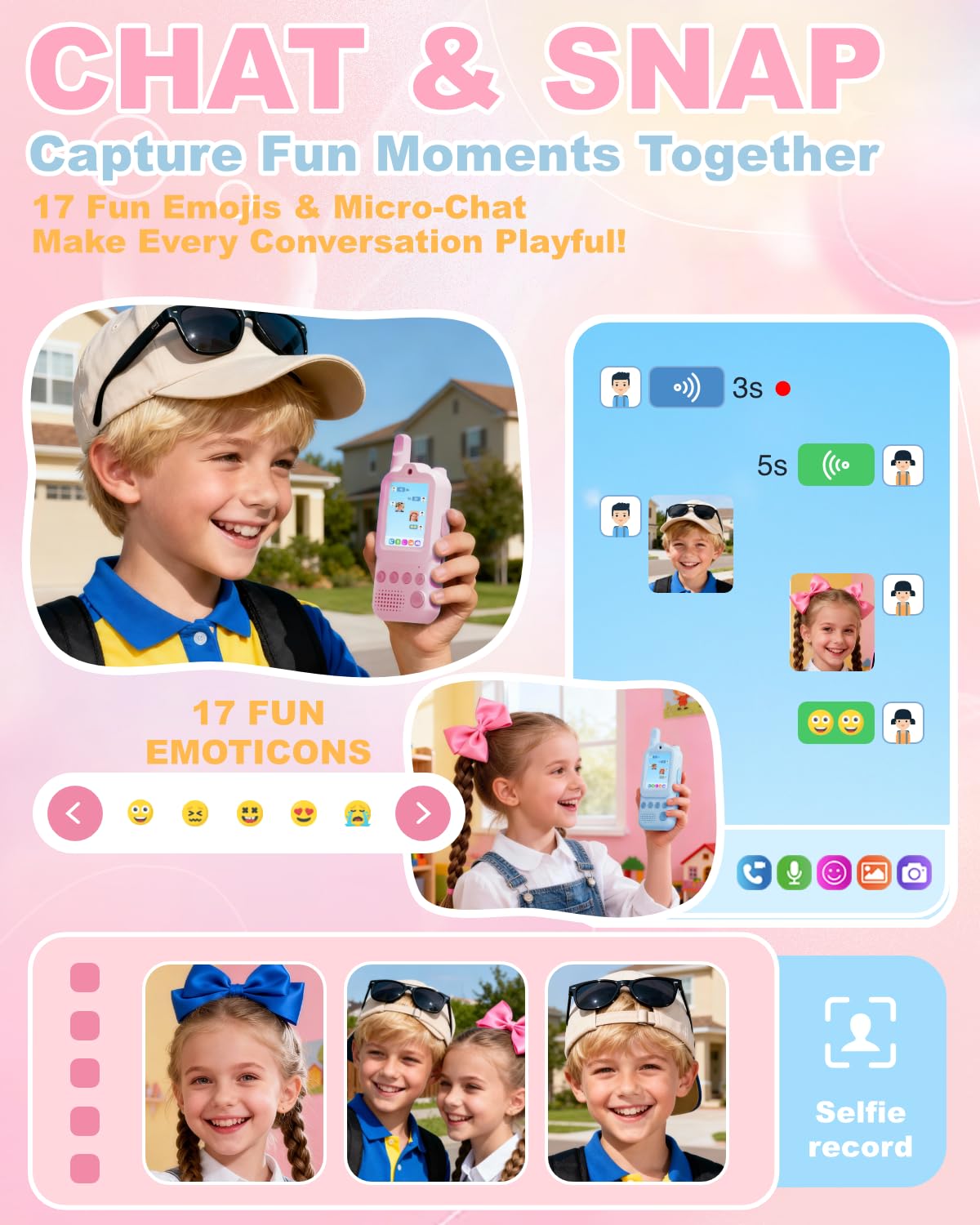 Video Walkie Talkies for Kids 2 Pack Rechargeable Video - Anfrandce Official Imagery - 4