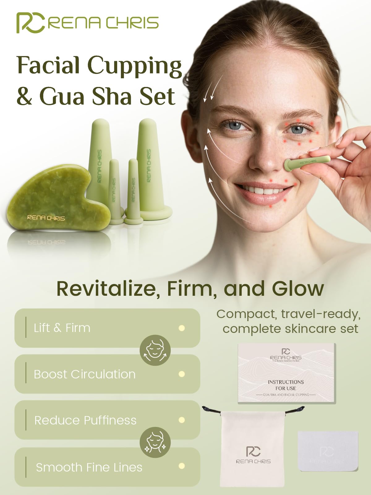 Rena Chris Facial Cupping Set Gua Sha Tool - Rena Chris Official Product Imagery - 3