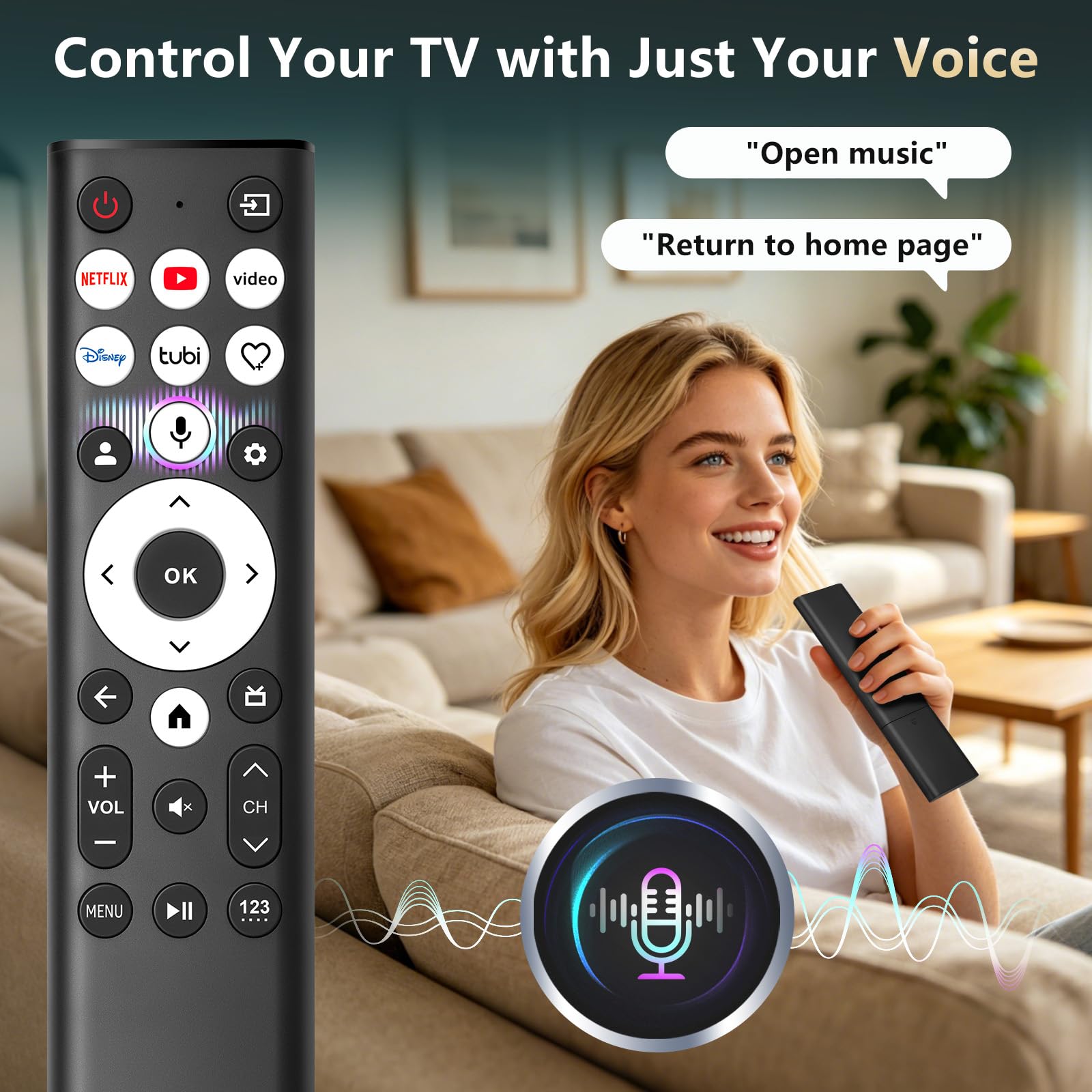 LOUTOC Replacement-Voice-for-Hisense-Smart-TV-Remote-Control-Univ - LOUTOC Official Product View 4