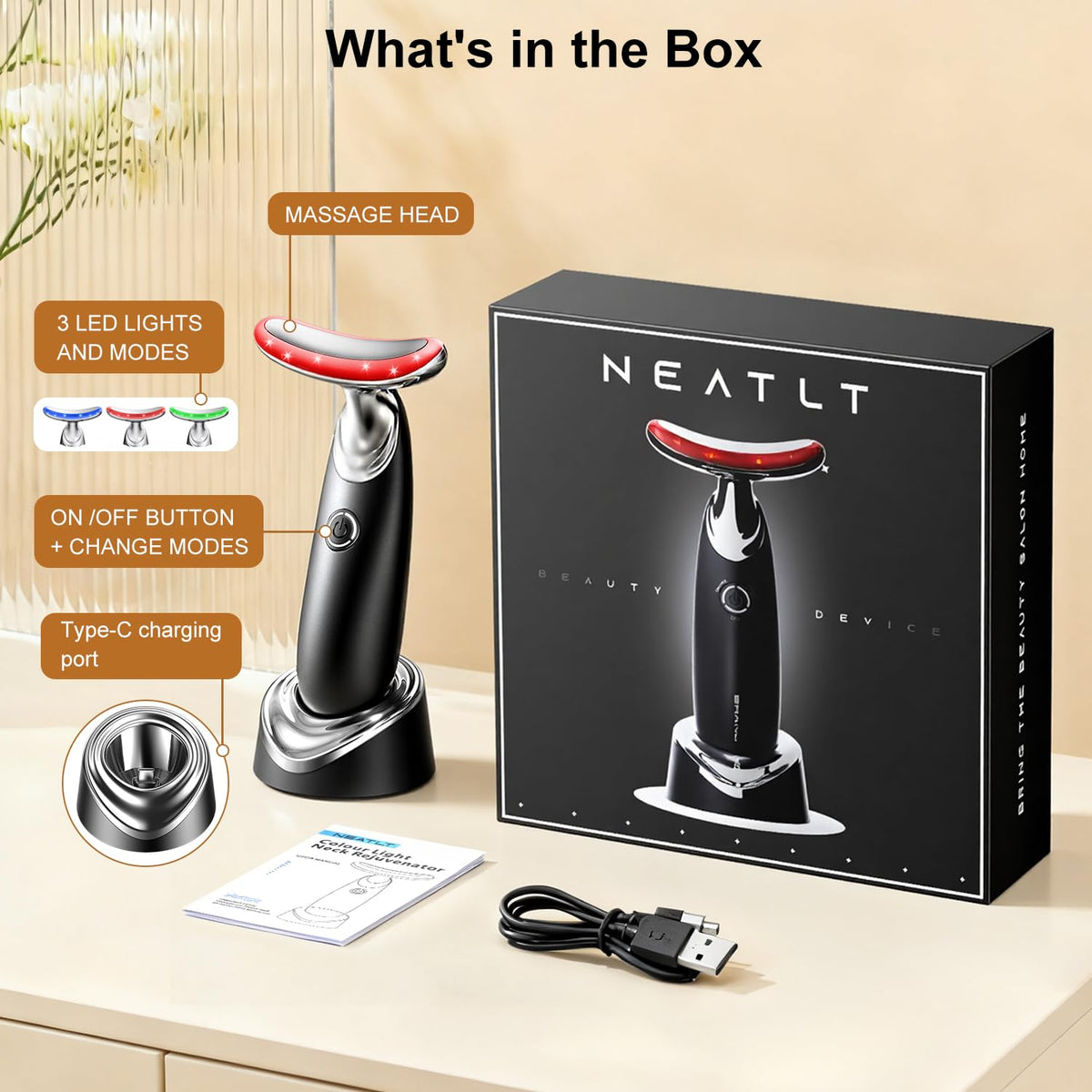 Red Light for Face and Neck 7 in 1 Face Massager Tool 3 - NeatLt Official Imagery - 8