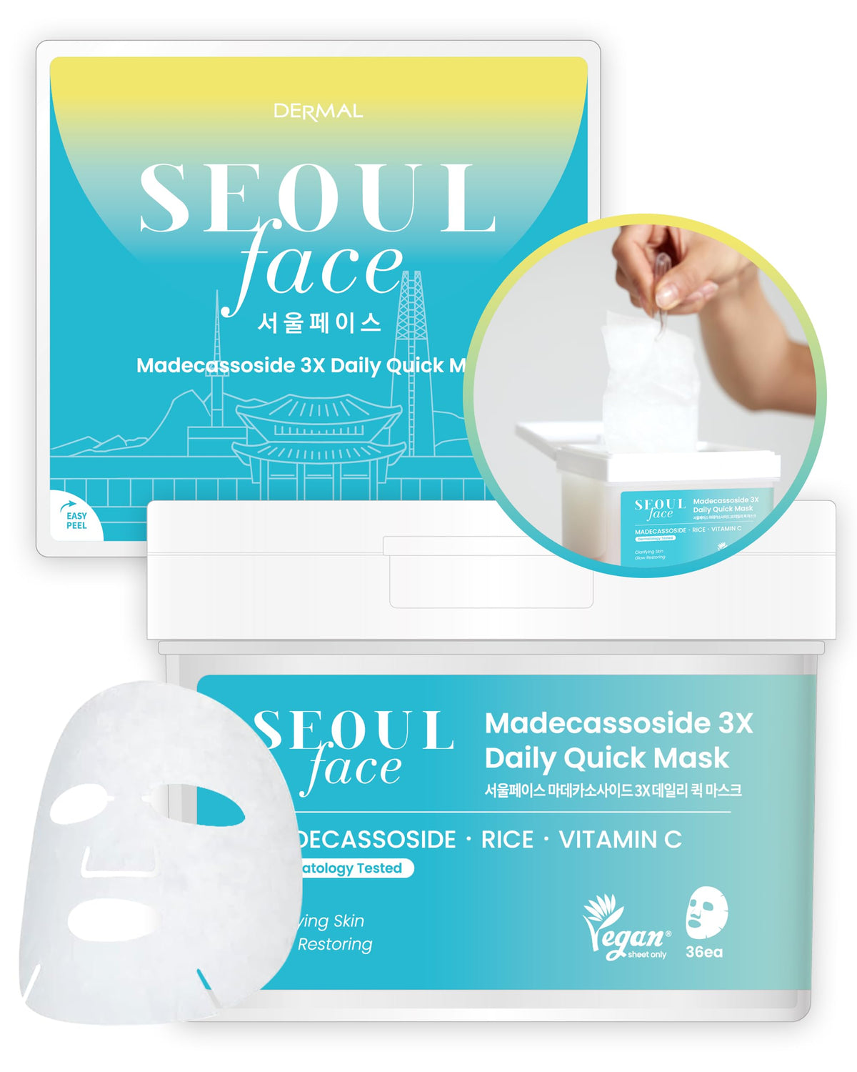 DERMAL Korean Cica Madecassoside 5 Minute Daily Sheet Mask - DERMAL Official Imagery - 2