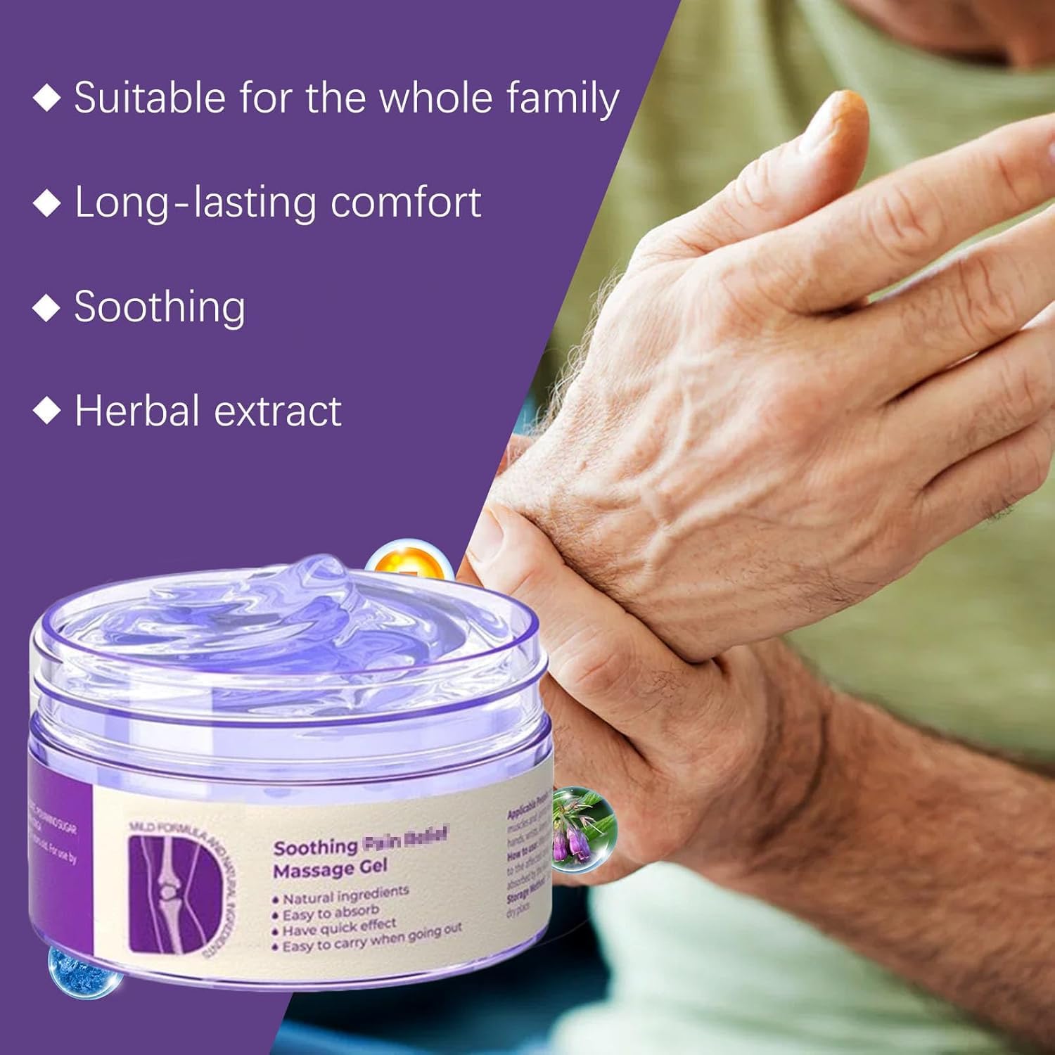 iekufes Joint Purple Gel,Soothing Massage Cream, Full-Body Joint Support for Knees, Lumbar, Neck, Hands & Feet(2PCS)