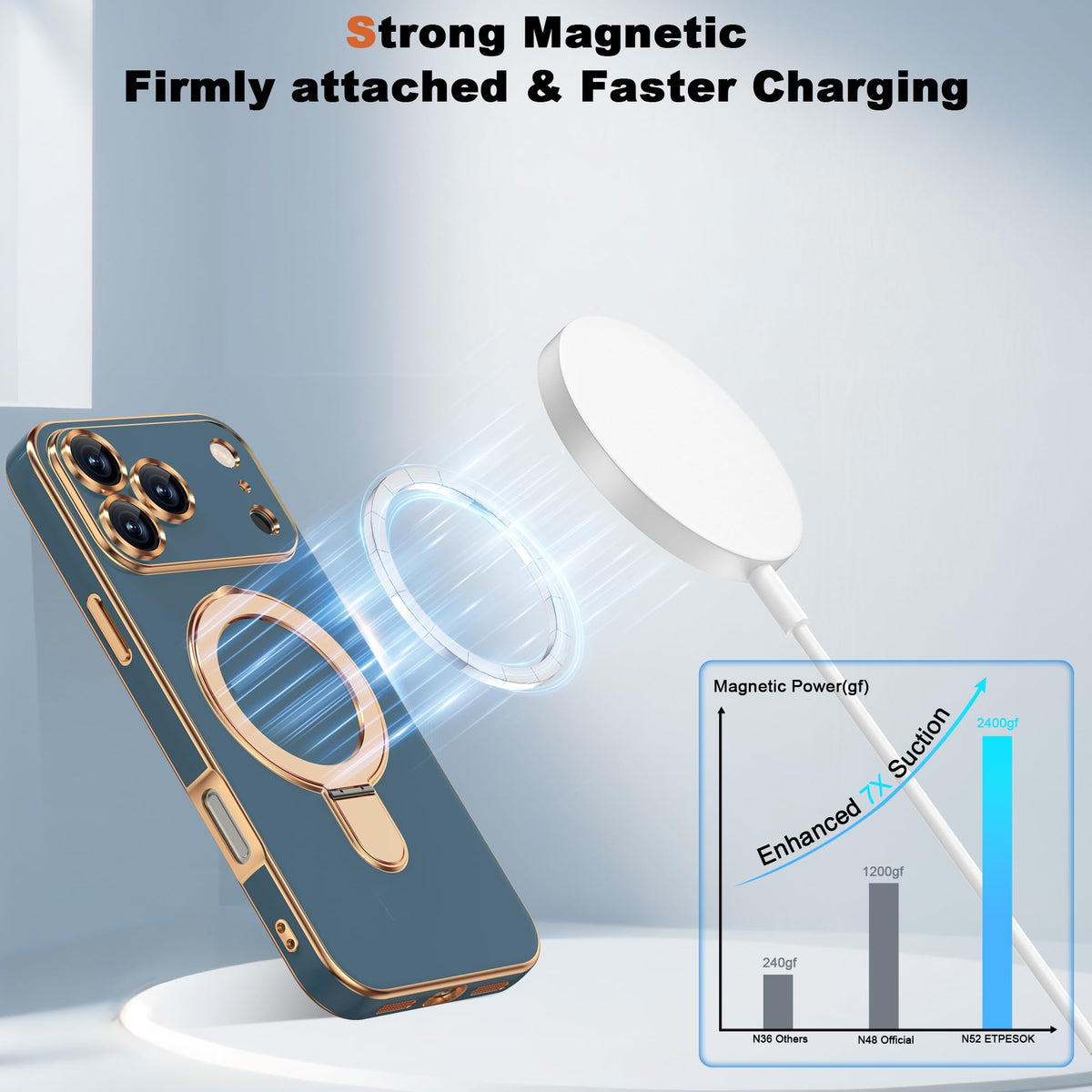 Plating Phone Case for iPhone 17 Pro with Stand 6 3 Grey - ETPESOK Official Imagery - 6