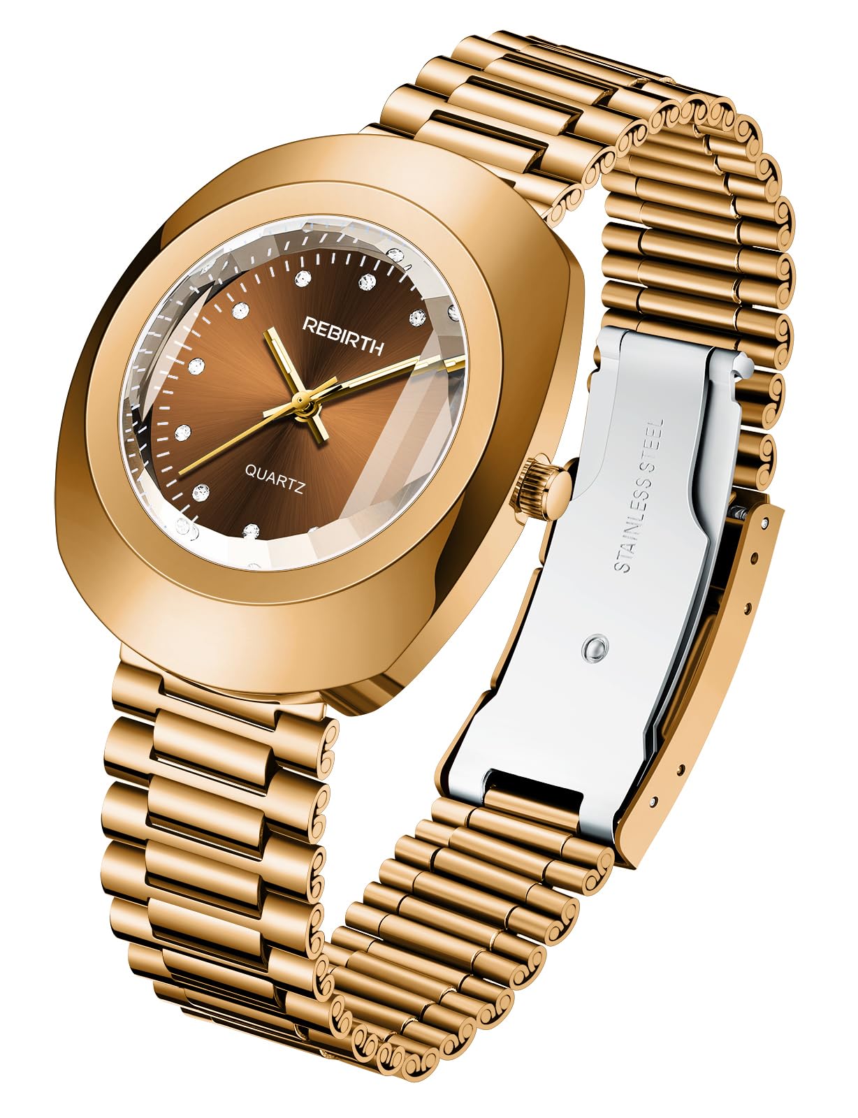 FANMIS Luxury Men's and Women's Golden Business Diamond Watch - Product Imagery