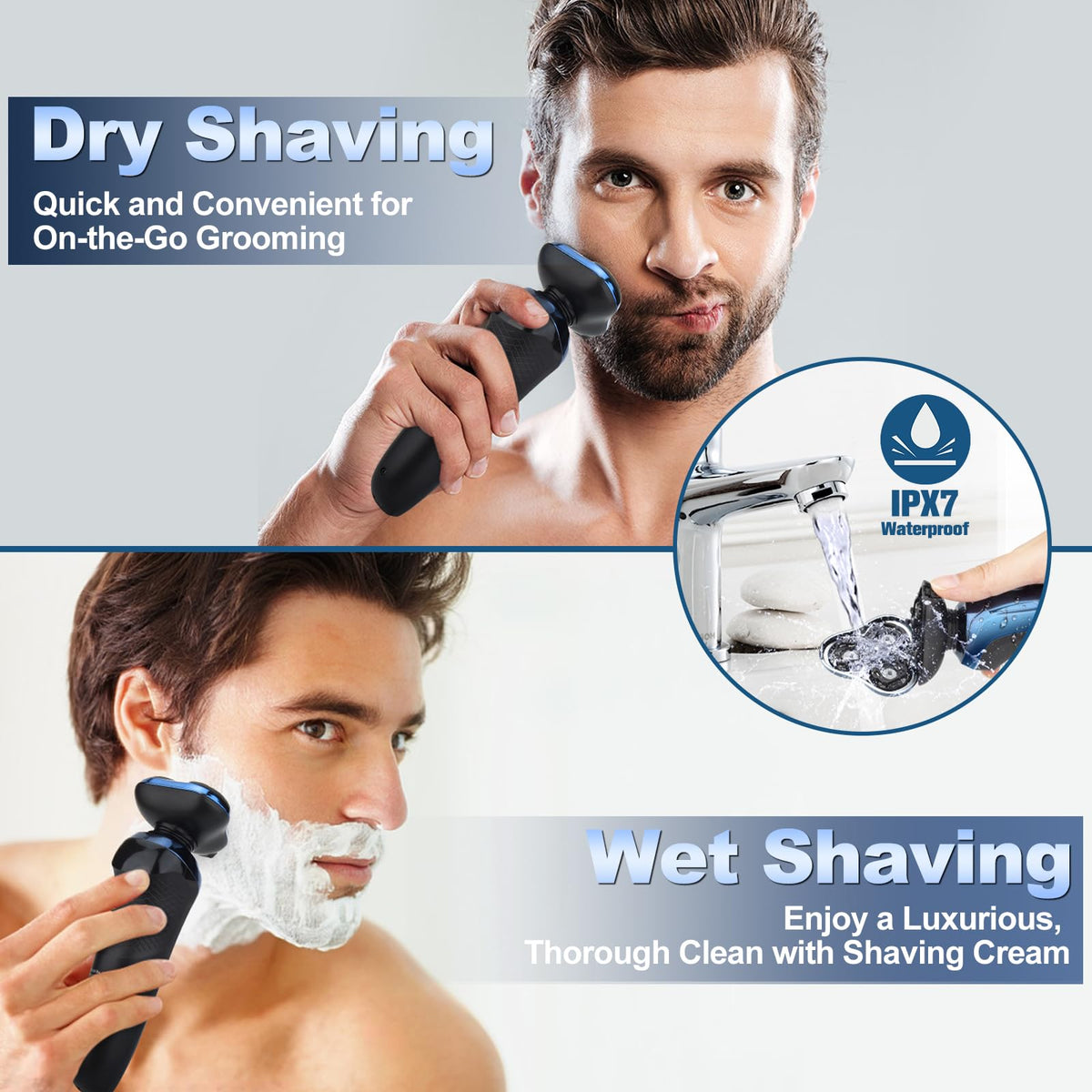 Electric Razor for Men Men s Rotary Shavers Waterproof LED - Handsomeface Official Imagery - 5