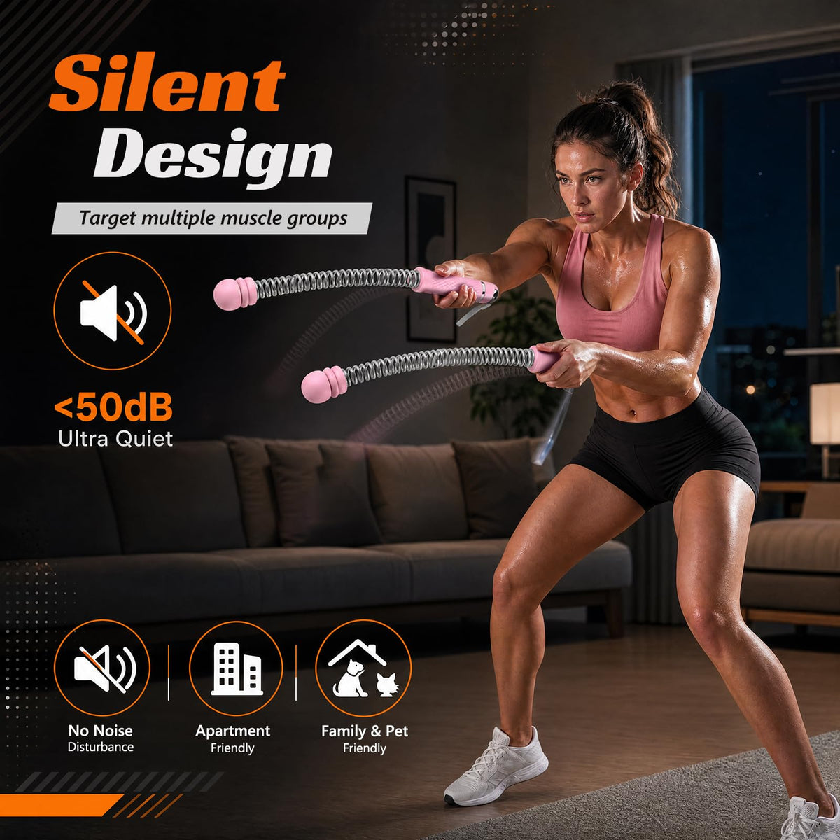UBeesize Weighted Ropeless Battle Rope Fitness Kit with - UBeesize Official Imagery - 6