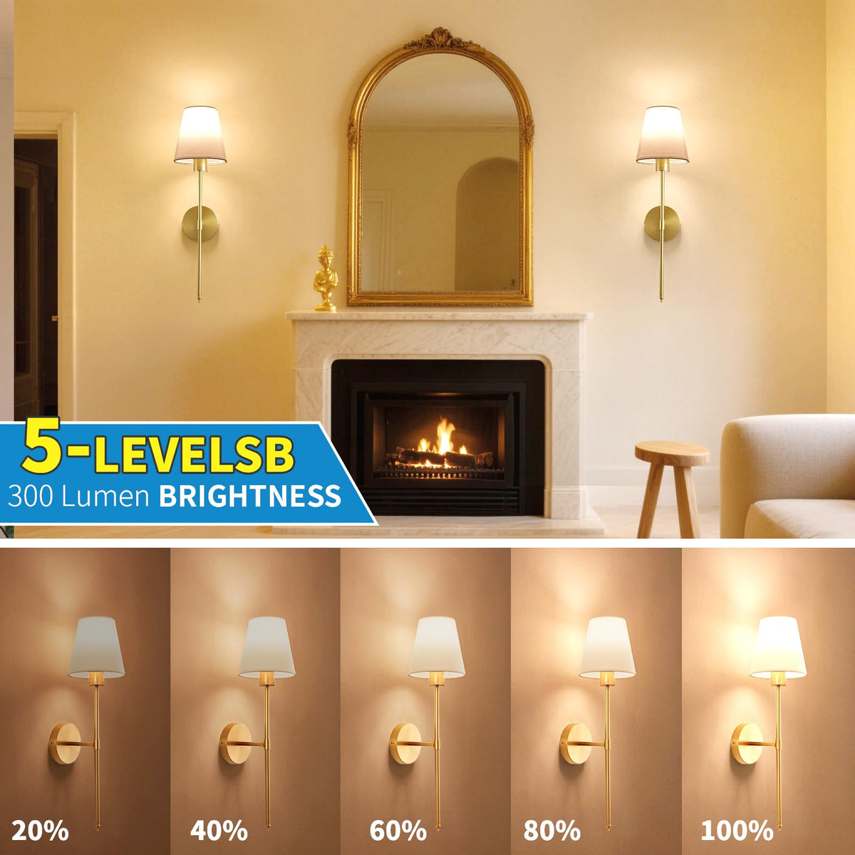 Set of 2 Battery Operated Wall Sconces Rechargeable Wireless - Cyaruy Official Imagery - 5