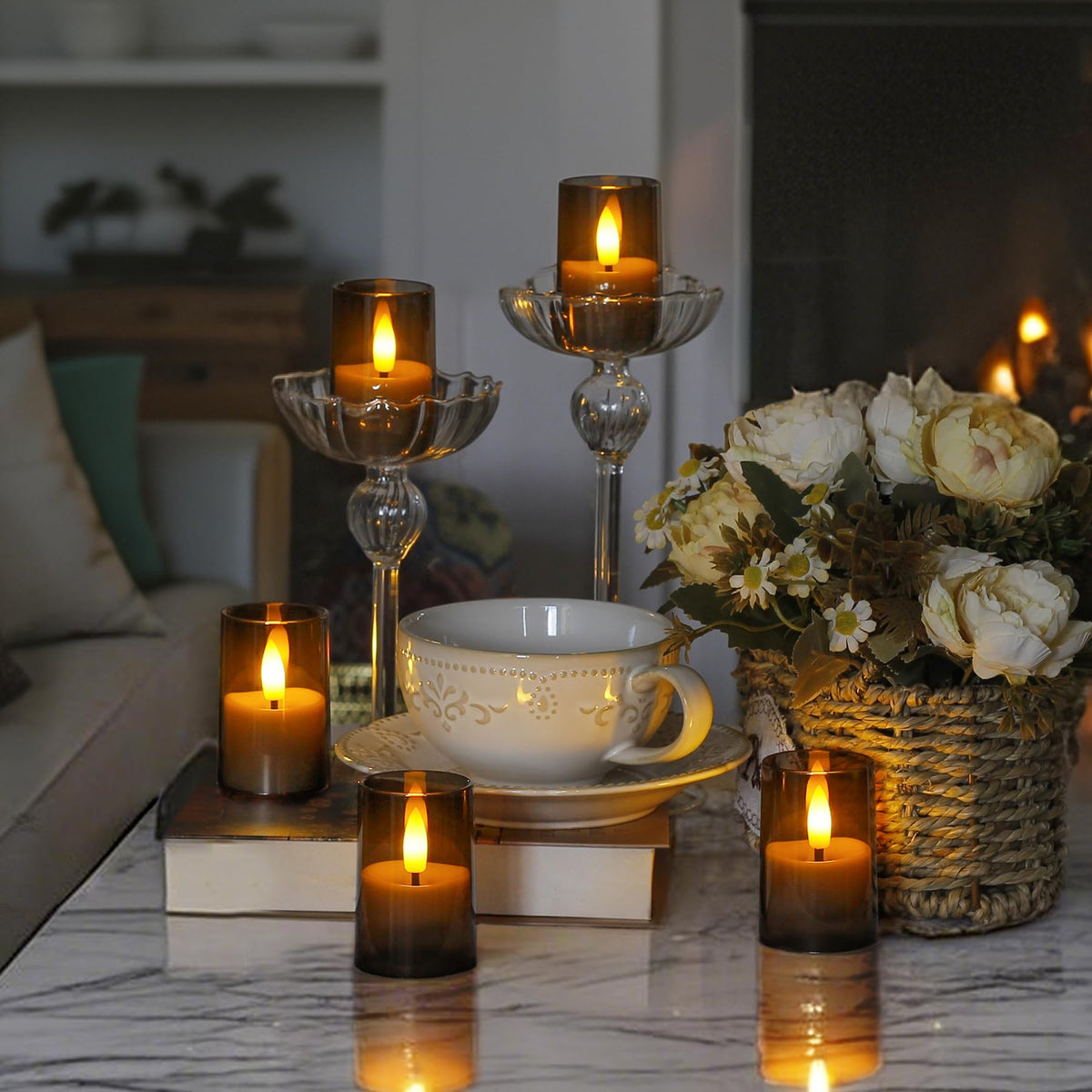 Rechargeable Acrylic Flameless Votive Candles with Timer - Wroxipel Official Imagery - 6