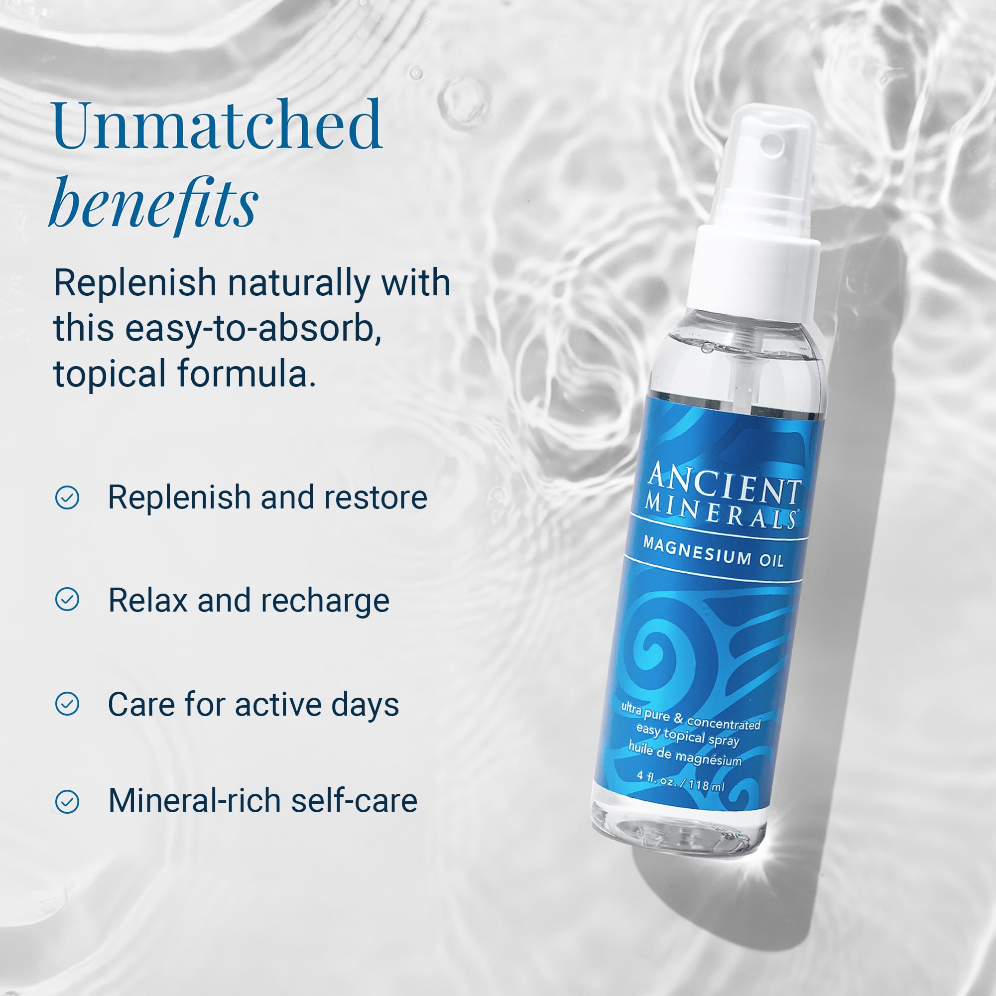Ancient Minerals Magnesium Oil Spray, Zechstein Chloride, 8oz