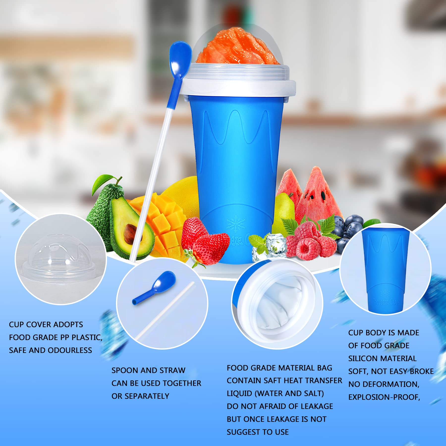 Color Land Slushy Cup, TIK TOK Slushie Maker Cup Frozen Magic Squeeze Cup, Ice - Color Land Official Product View 2