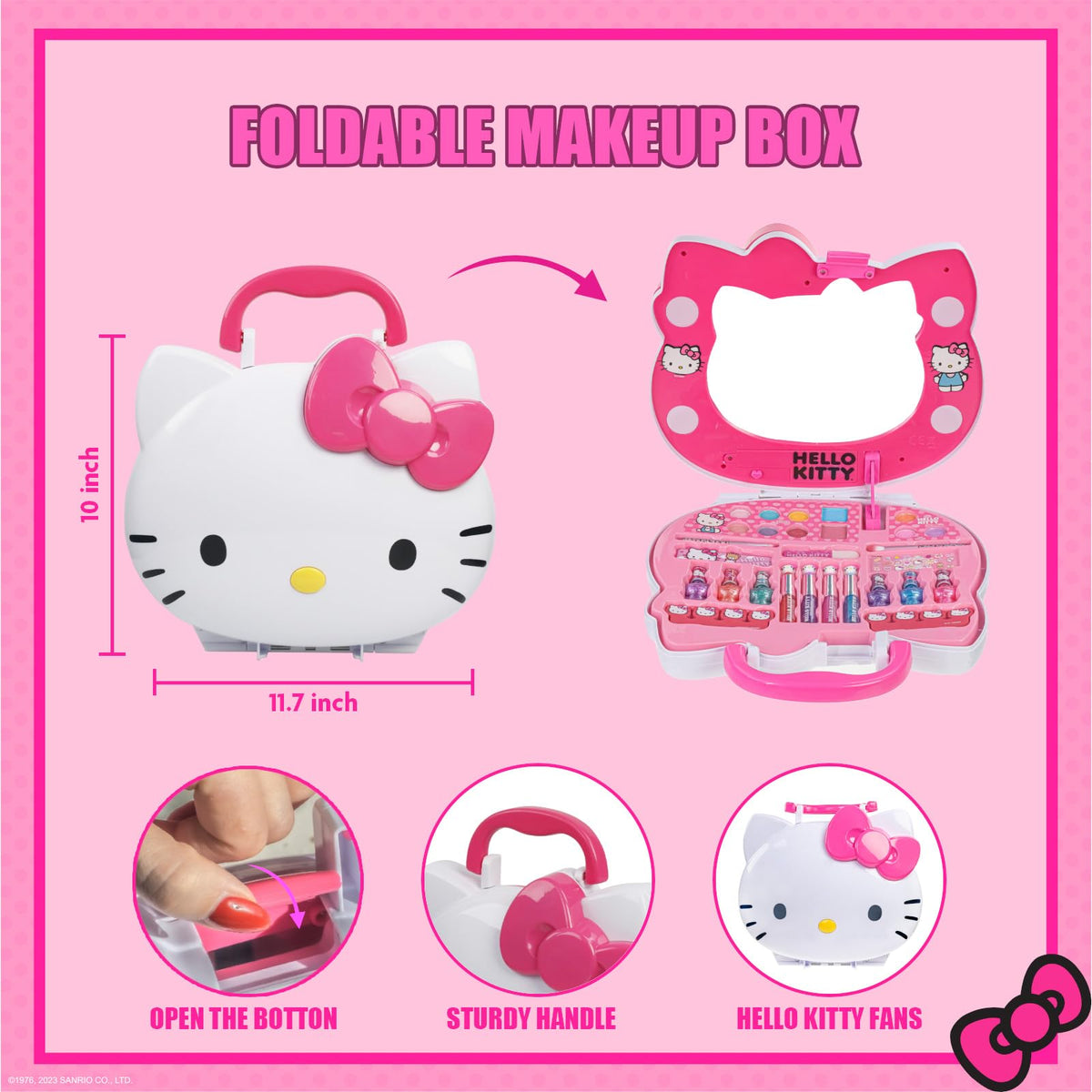 Hello Kitty Face Makeup Vanity Set with Light Up Mirror - Townley Girl Official Imagery - 7