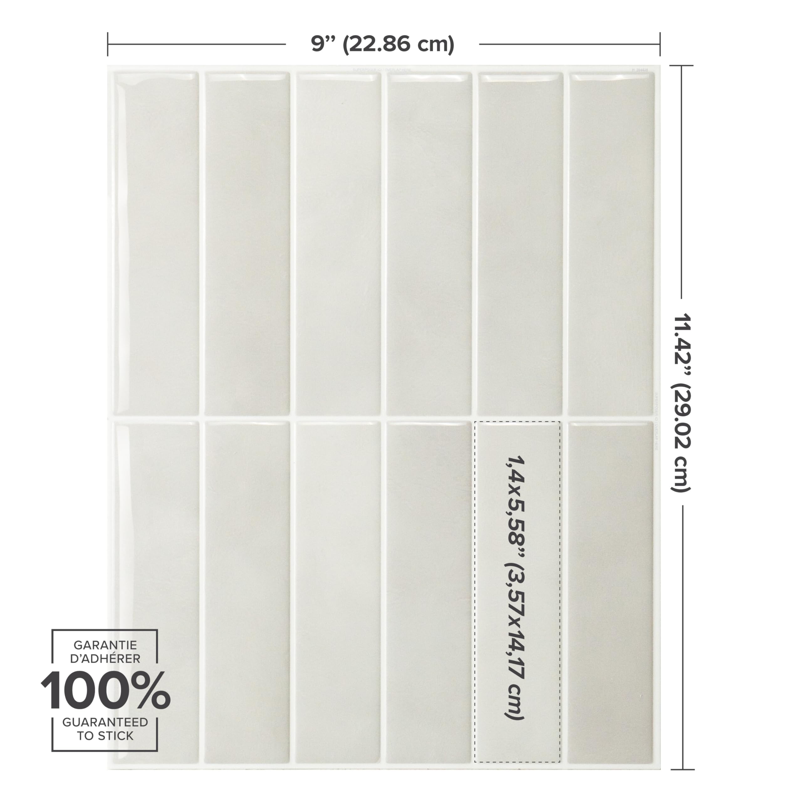 Smart Tiles Peel and Stick backsplash, Stacked White & Grey, 11.4 - Smart Tiles Official Product View 3