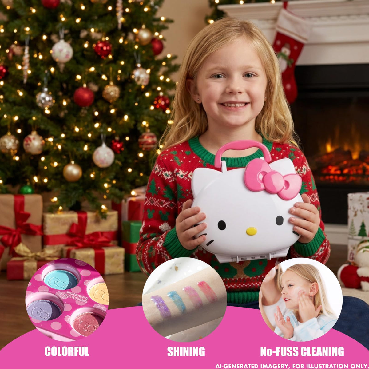 Hello Kitty Face Makeup Vanity Set with Light Up Mirror - Townley Girl Official Imagery - 5