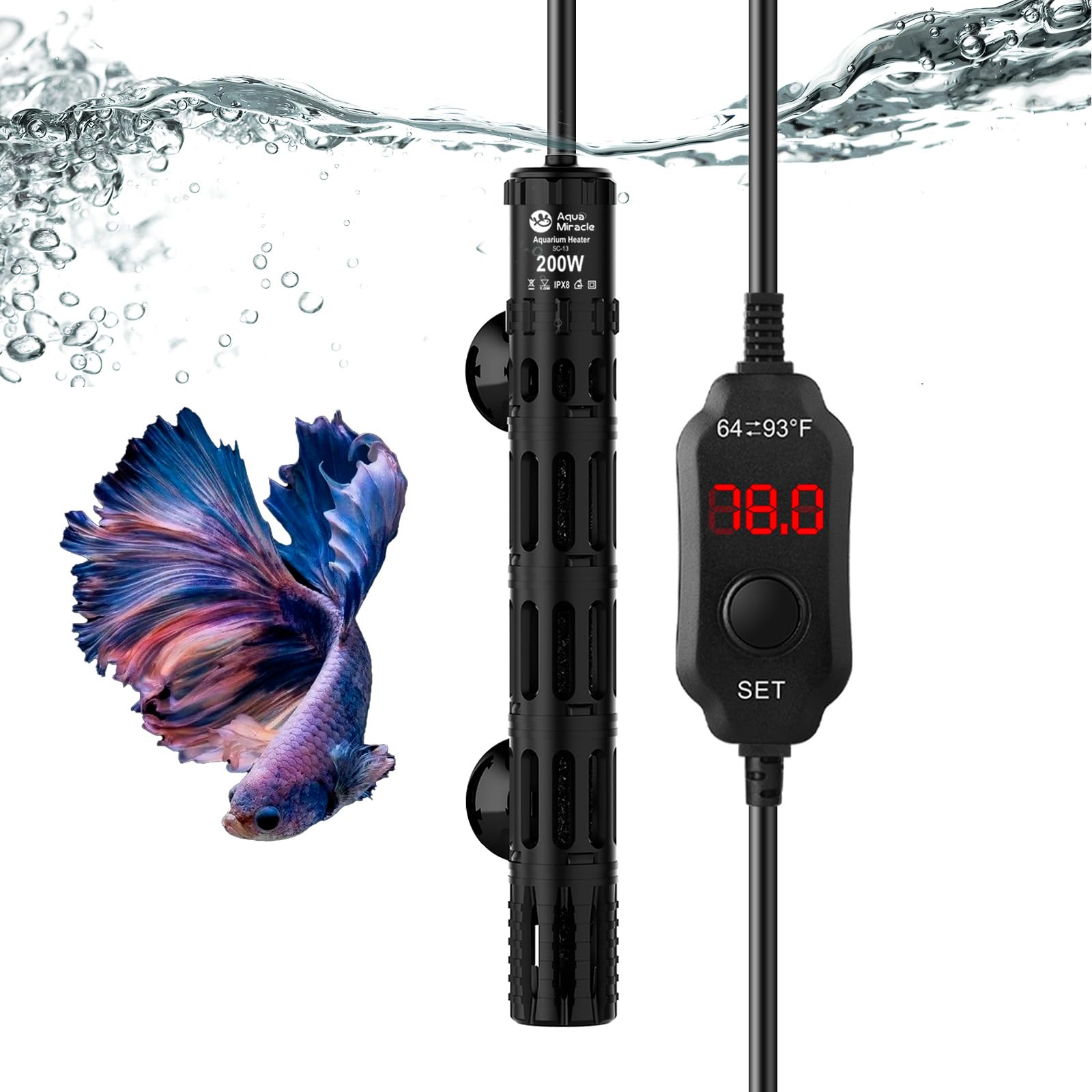AquaMiracle Submersible Aquarium Heater, 100W Fish Tank Heaters w - AquaMiracle Official Product View 9