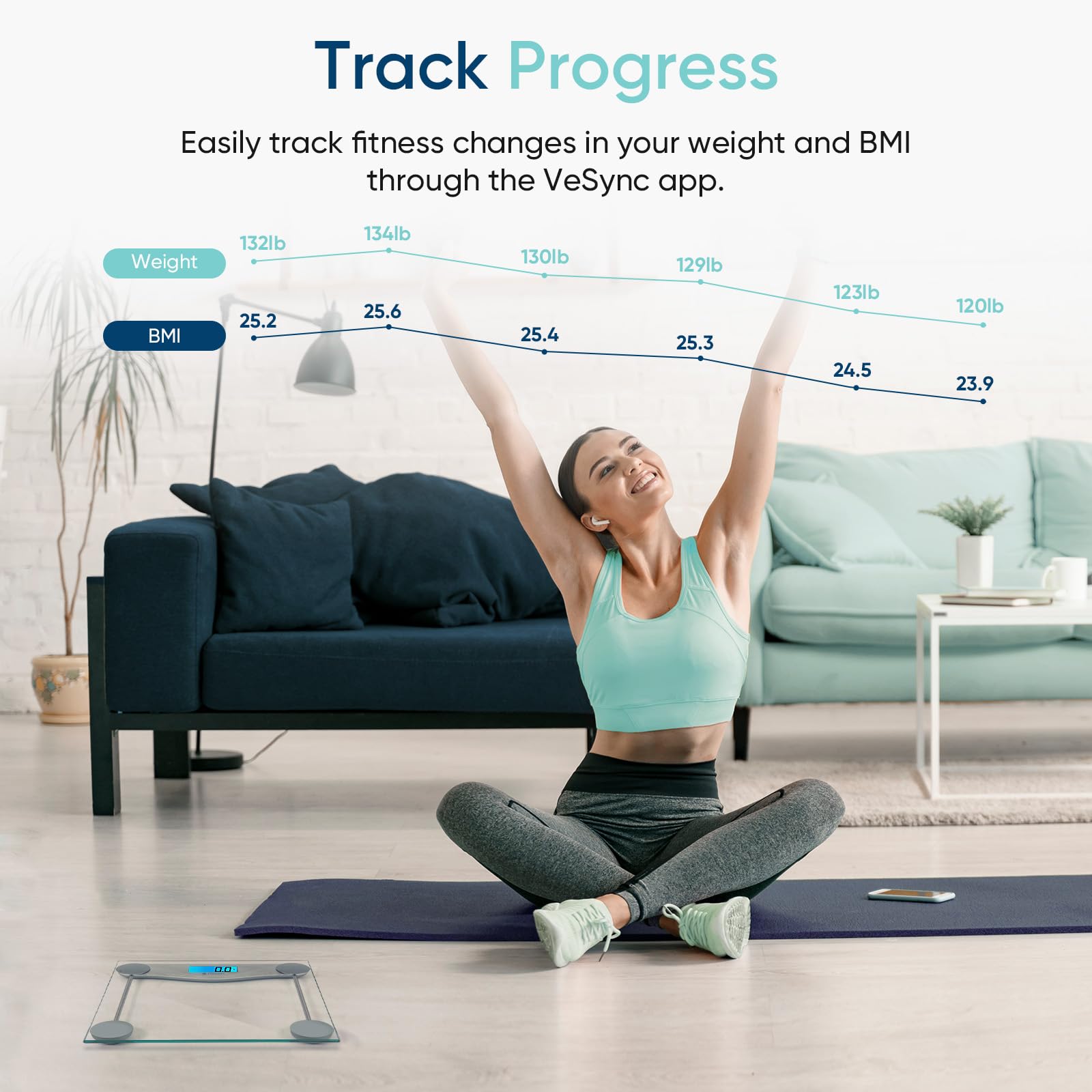 Etekcity Bluetooth Bathroom Scale for Body Weight and BMI, 400 Po - Etekcity Official Product View 3