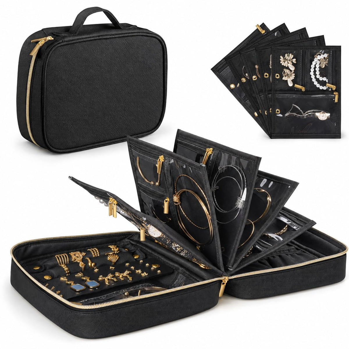 Travel Jewelry Case Organizer for Women Detachable Pouches - Vutlue Official Imagery - 2