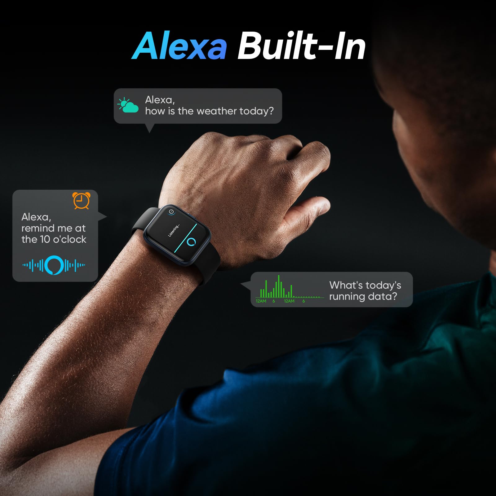 Fitpolo Smart Watches for Men Android & iPhone, 1.8" HD Alexa Built-in - View 4