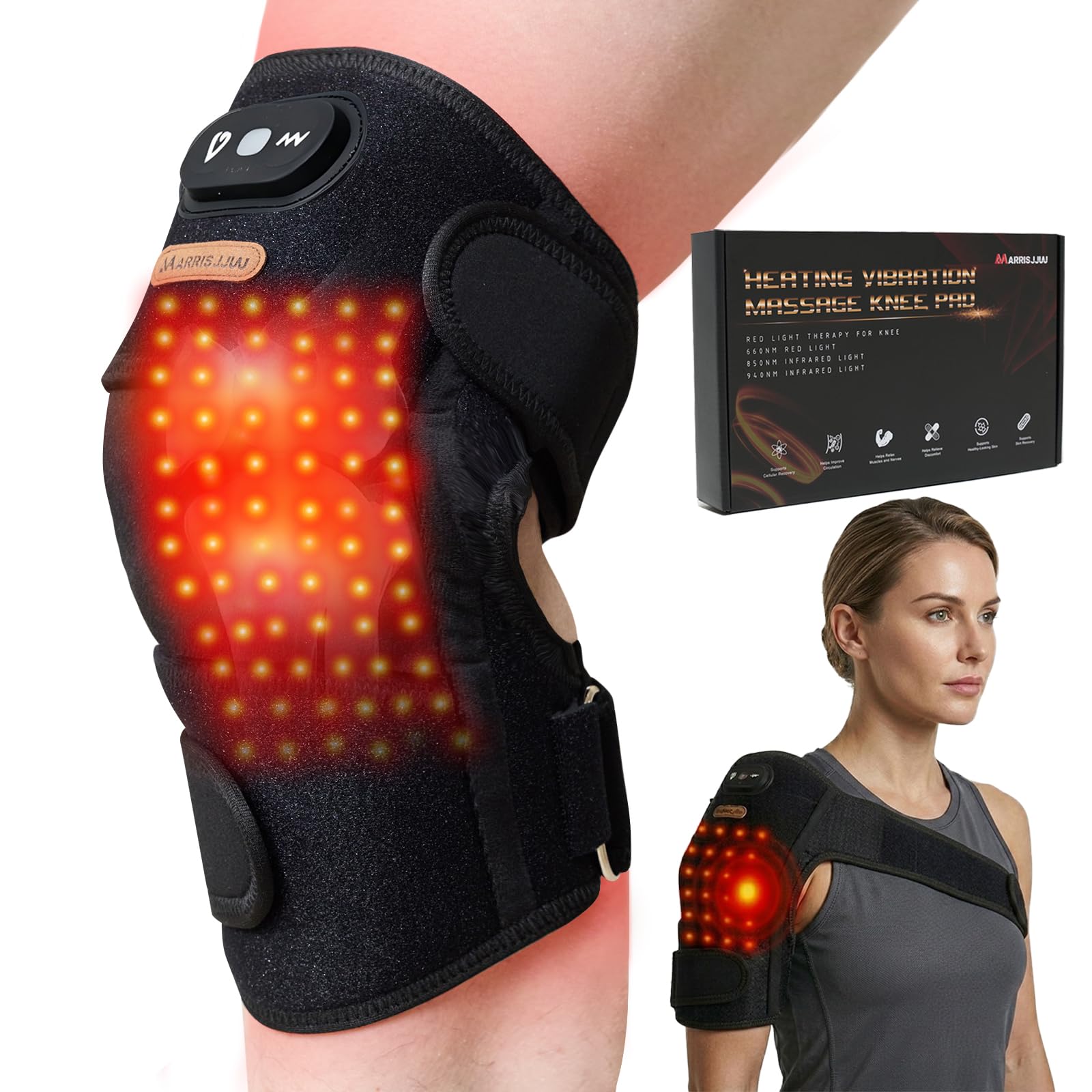 MarrisJjw Red Light Therapy Knee Massage, with Heat & Vibration,660nm 940nm 850n - MarrisJjw Official Product View 1