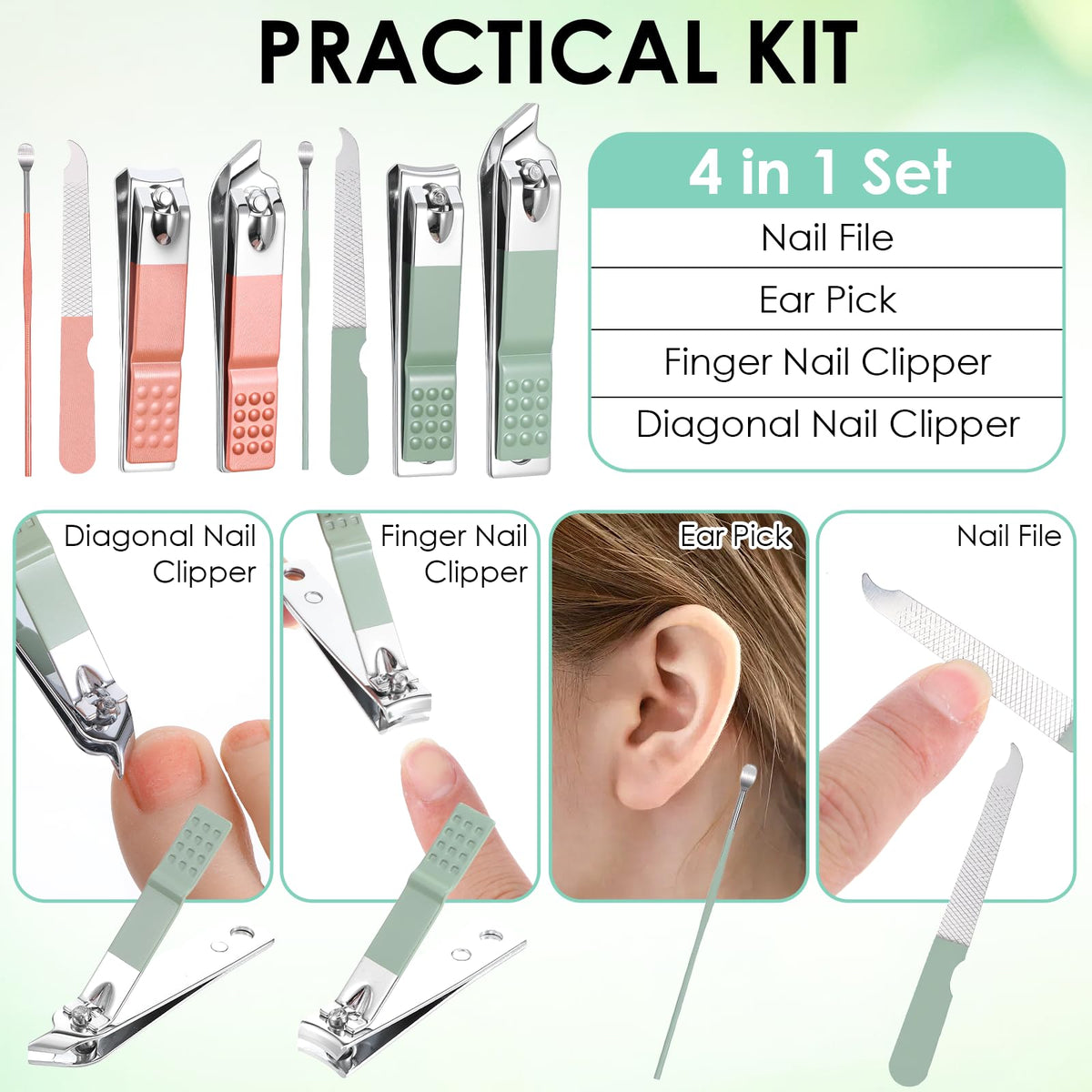 Lemecima 24 Sets Travel Manicure Kit 4 in 1 Nail Clippers - Lemecima Official Imagery - 4
