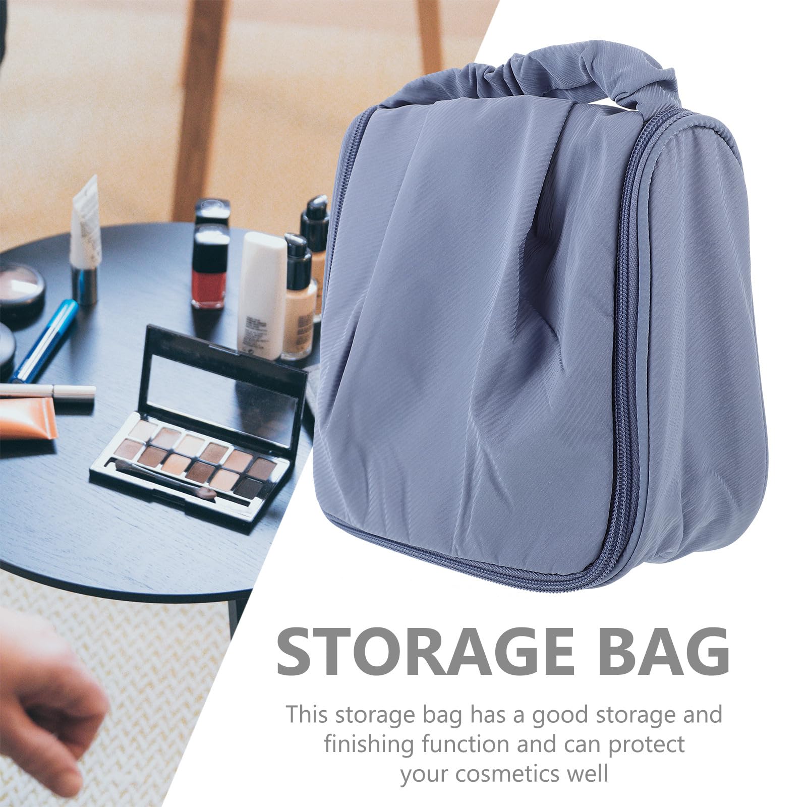 BIUDECO Travel Toiletry Bag Large Waterproof Cosmetic Organizer Makeup Pouch with Handle for Women, Spacious Travel Toiletry Storage Bag for Bathroom and Trip Use, Blue