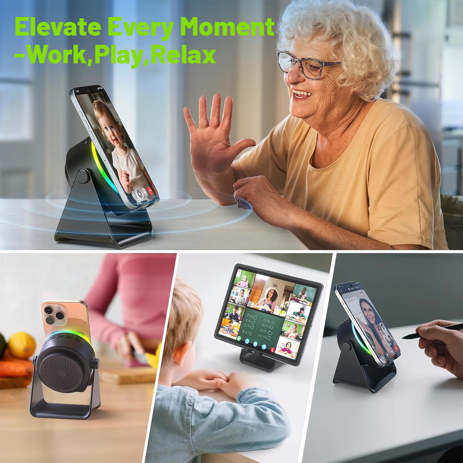 Dohelly Wireless Induction Speaker, Phone Stand with Bluetooth Sp by Dohelly - Angle View 9